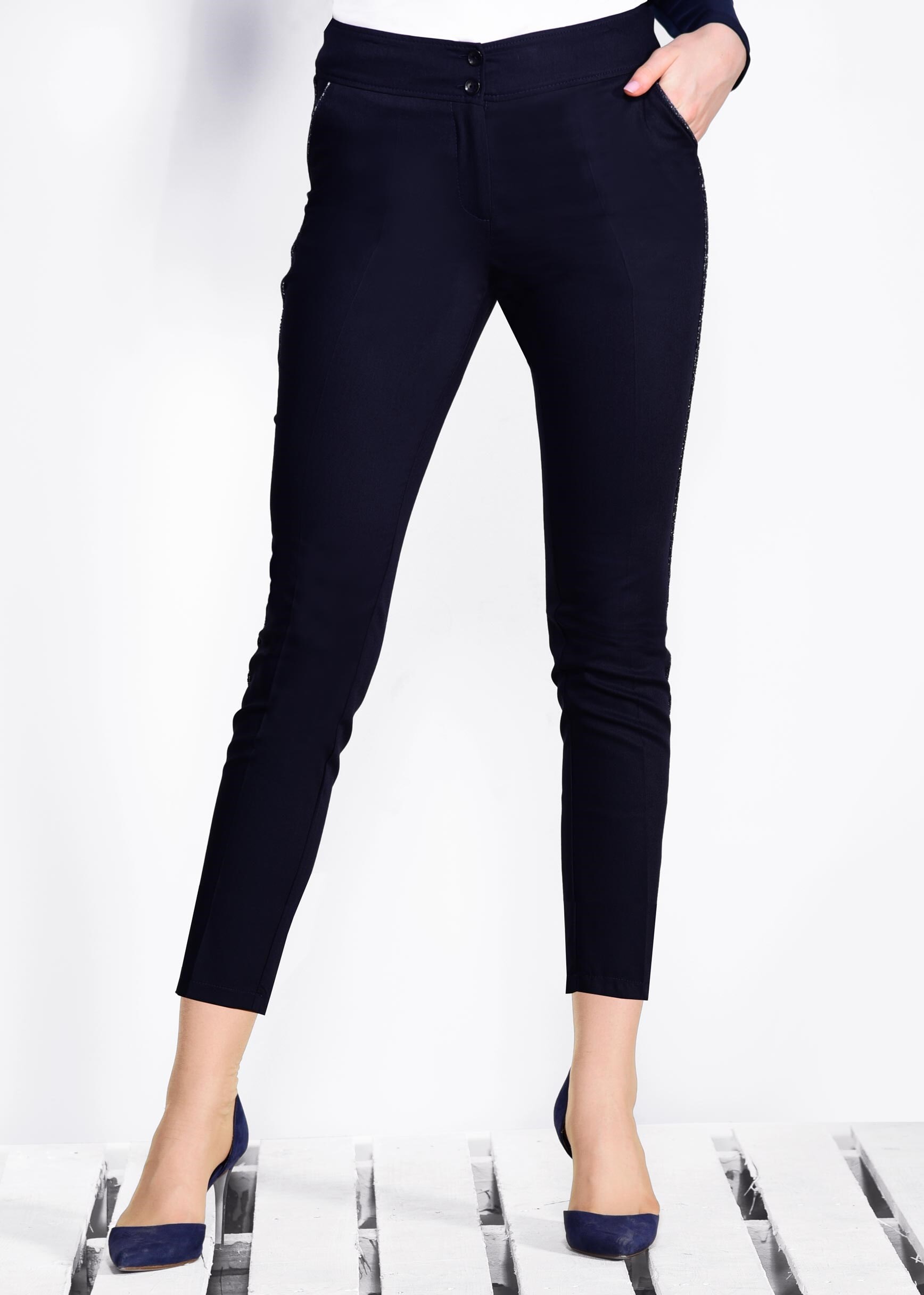 Tesettür giyim LACİVERT ŞERİT DETAYLI PANTOLON 7339