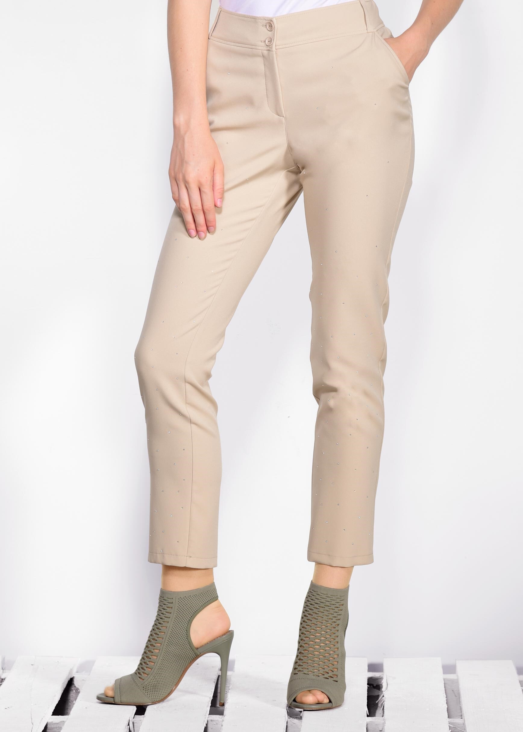 Tesettür giyim BEJ DÜZ KESİM KLASİK PANTOLON 7341