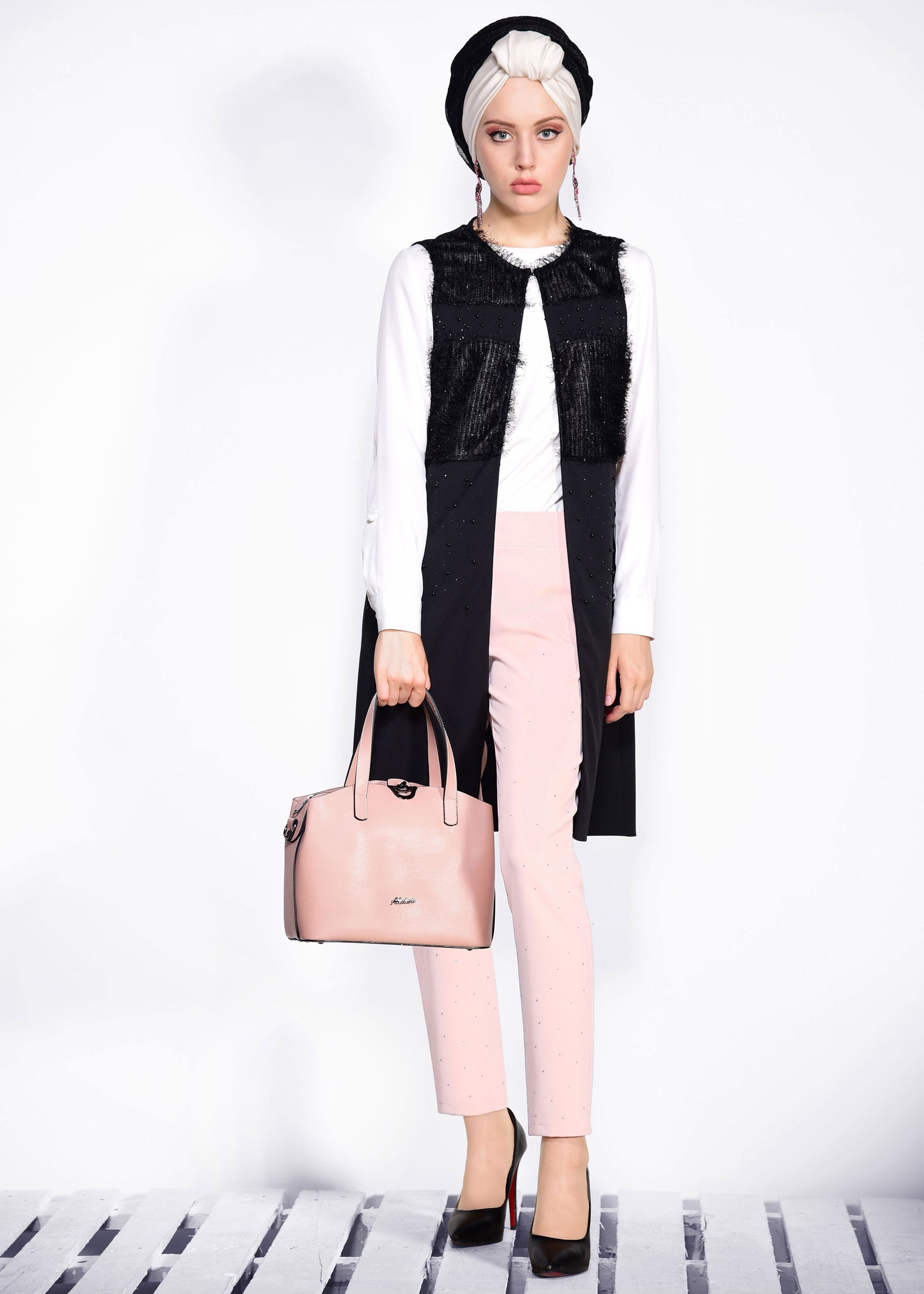 Tesettür giyim PUDRA DÜZ KESİM KLASİK PANTOLON 7341