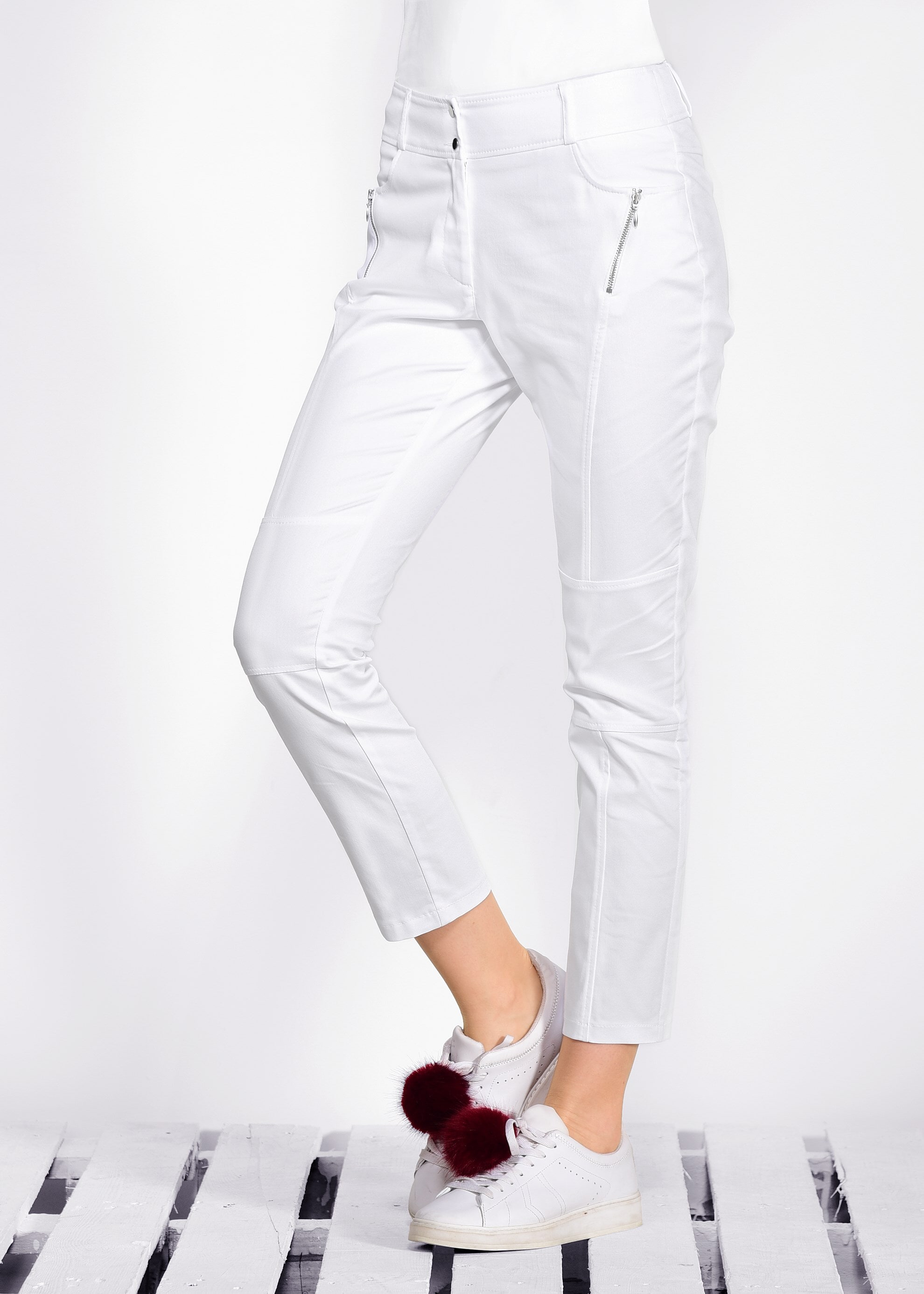 Tesettür giyim BEYAZ FERMUAR DETAYLI PANTOLON 7343