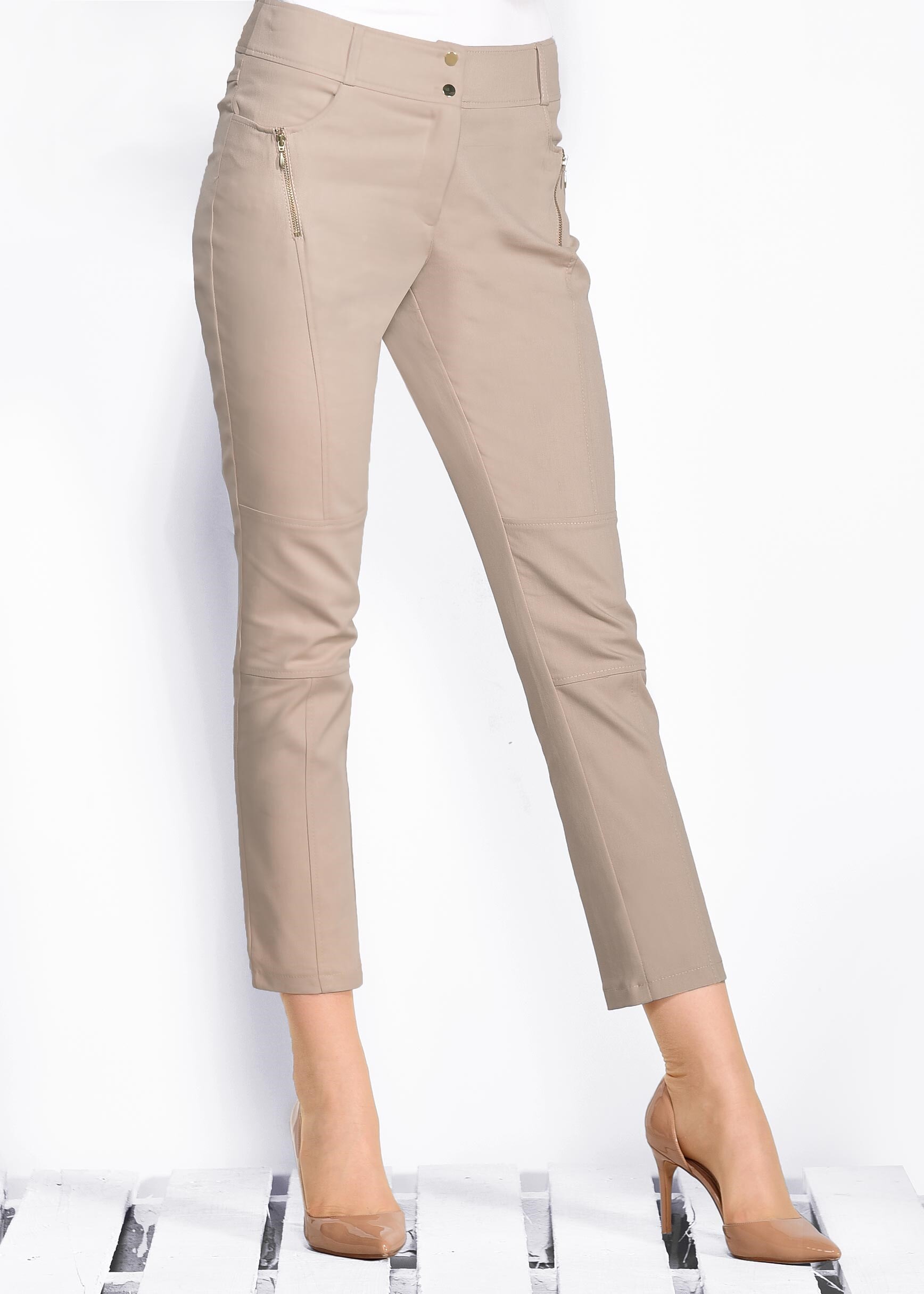 Tesettür giyim BEJ FERMUAR DETAYLI PANTOLON 7343