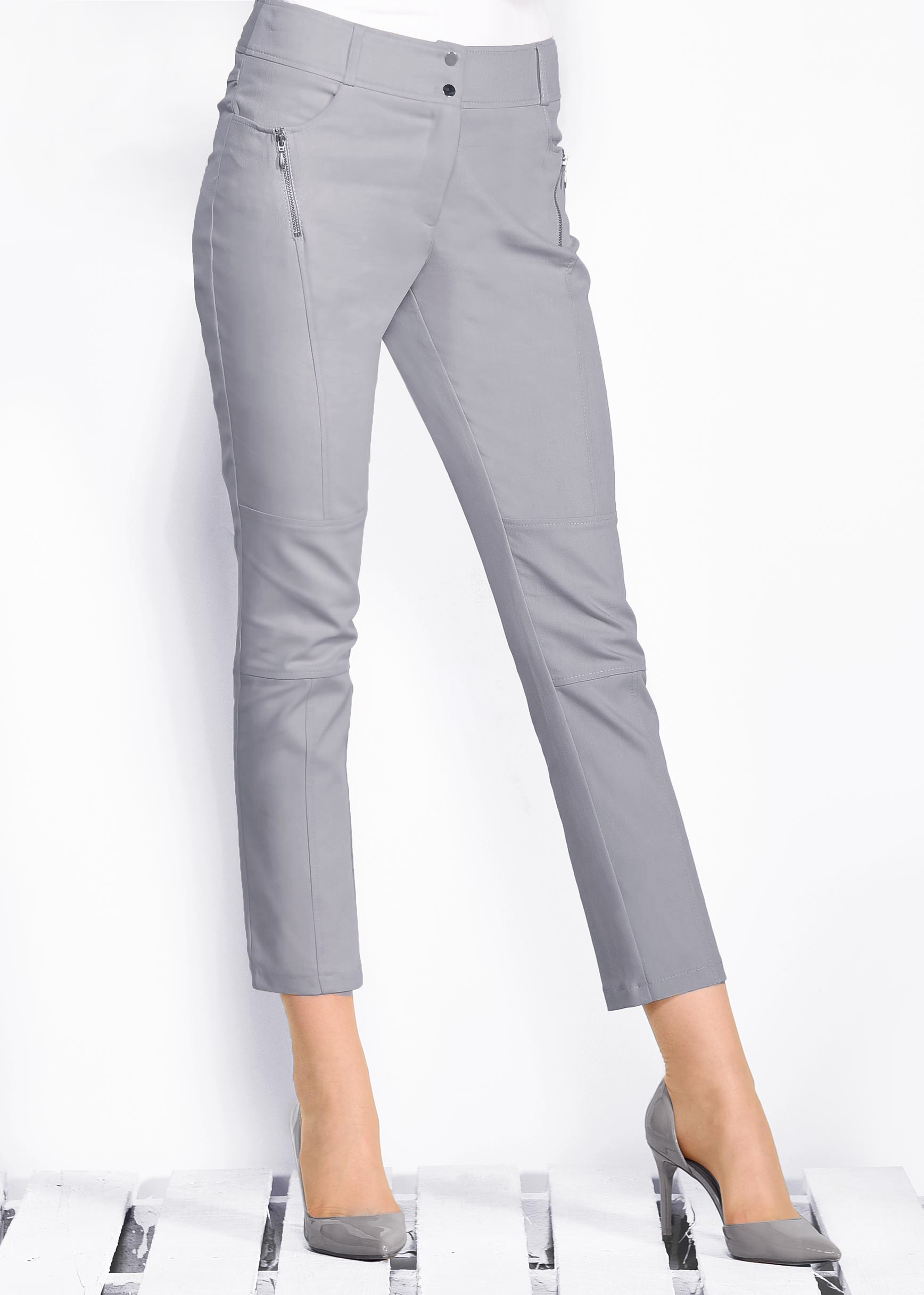 Tesettür giyim GRİ FERMUAR DETAYLI PANTOLON 7343