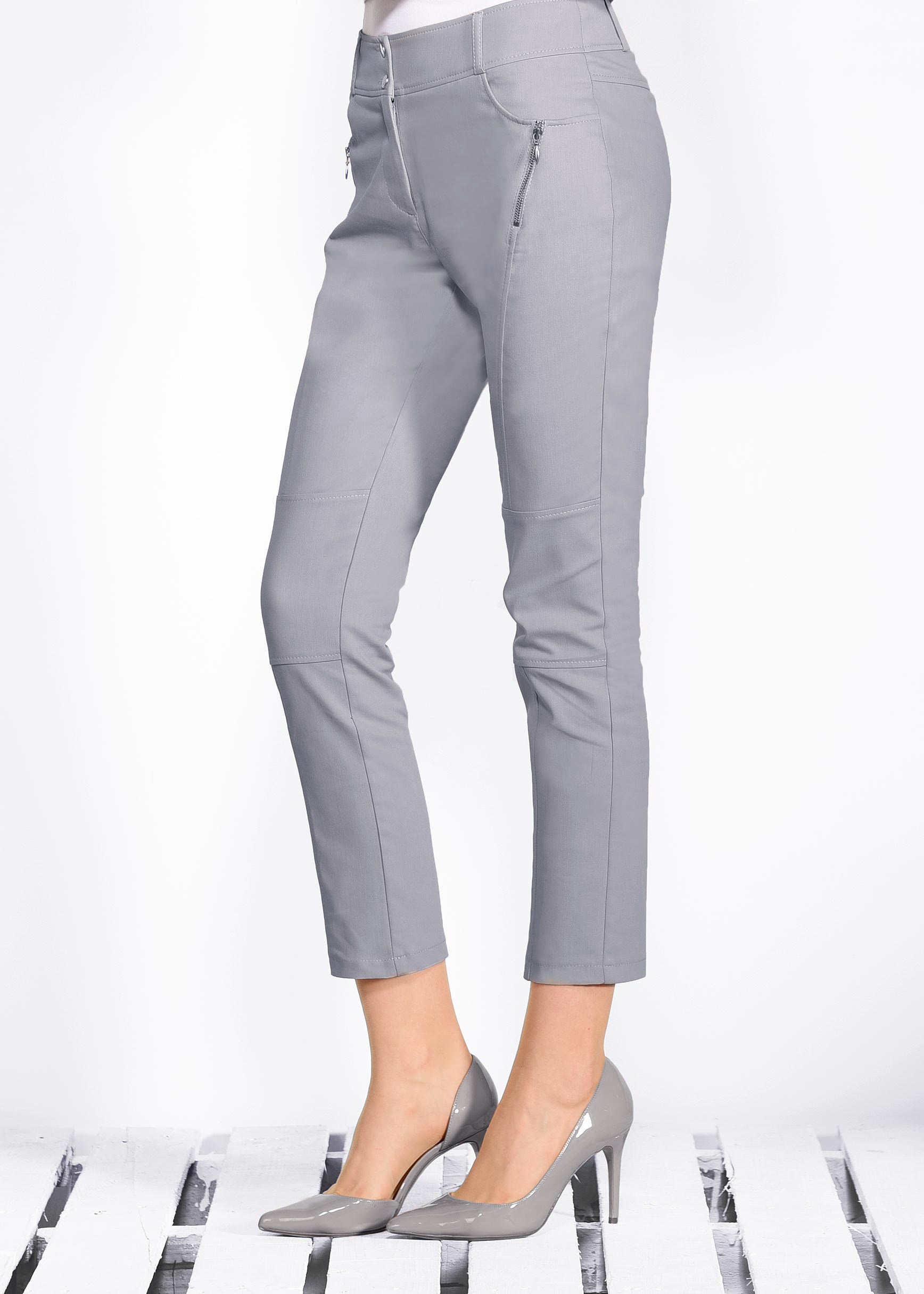 Tesettür giyim GRİ FERMUAR DETAYLI PANTOLON 7343