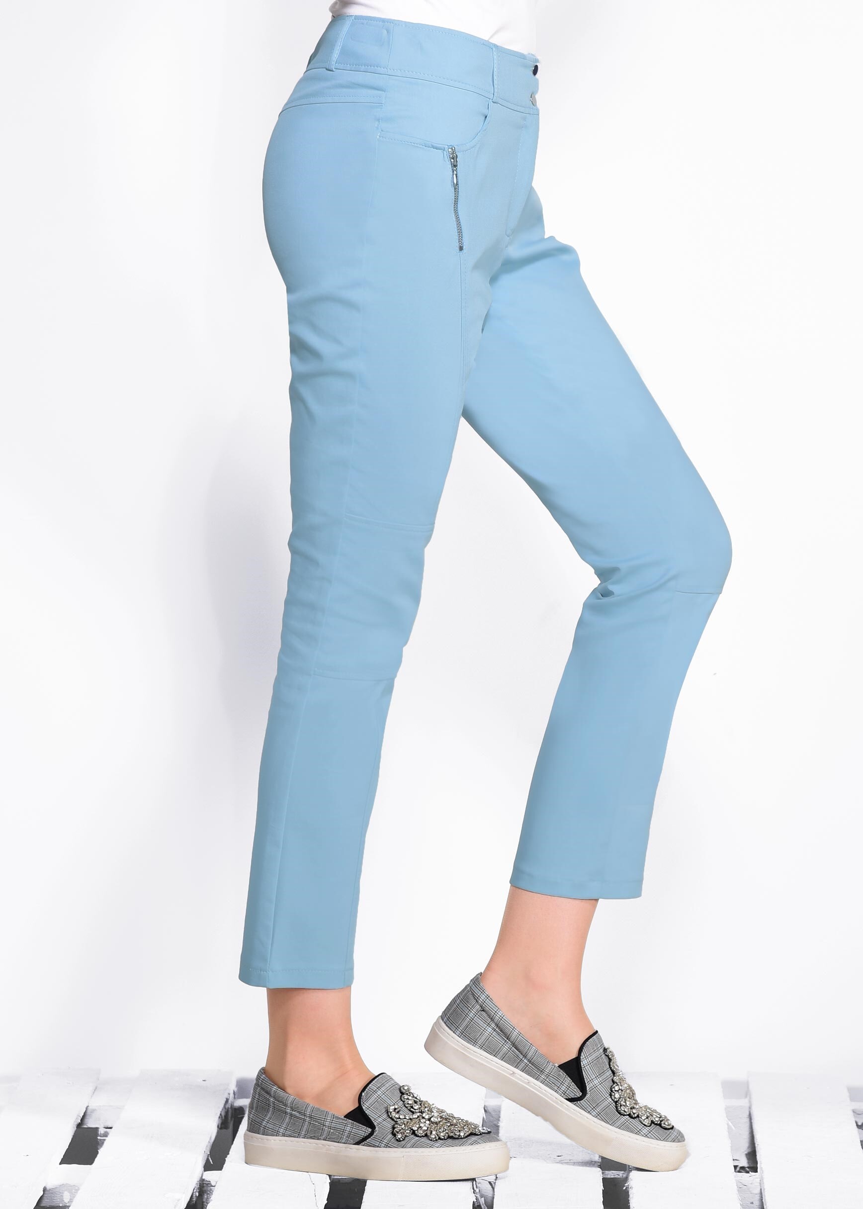 Tesettür giyim MAVİ FERMUAR DETAYLI PANTOLON 7343