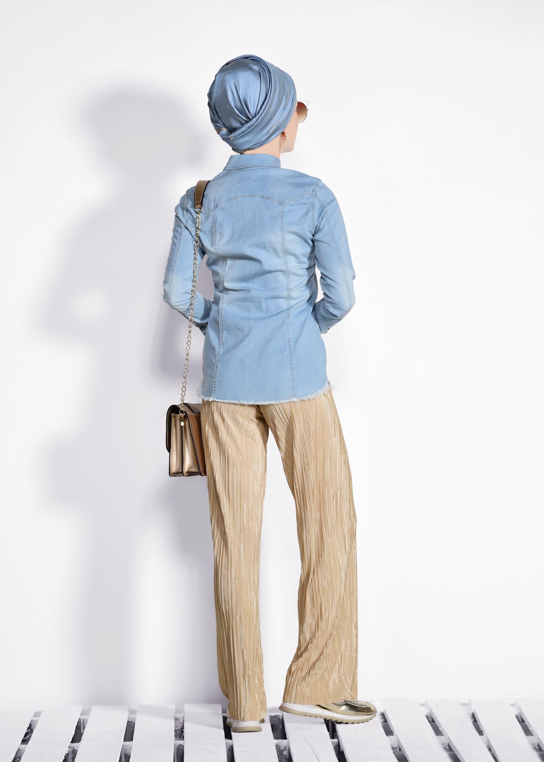 Tesettür giyim ALTIN PİLİSELİ PANTOLON 7346