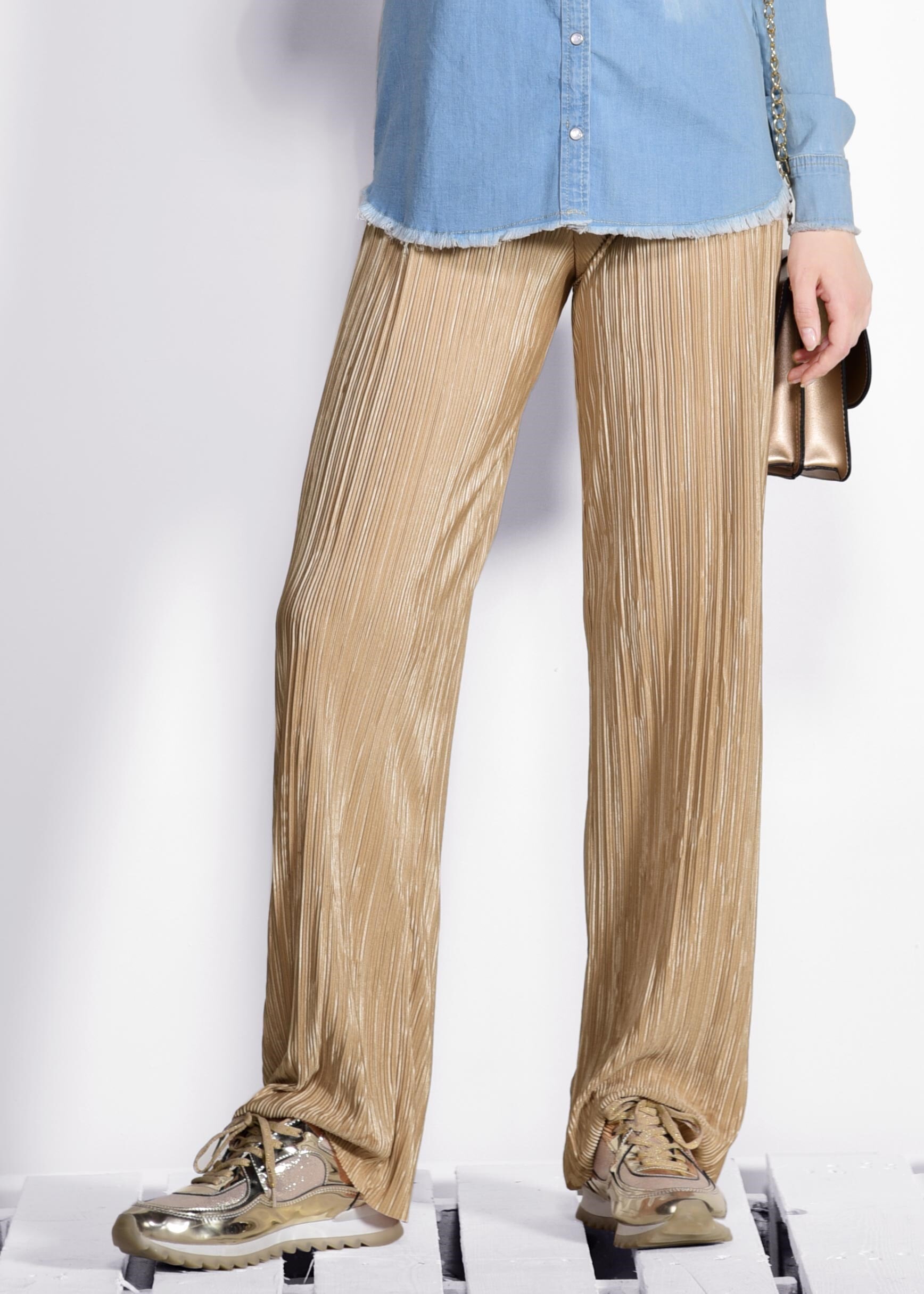 Tesettür giyim ALTIN PİLİSELİ PANTOLON 7346