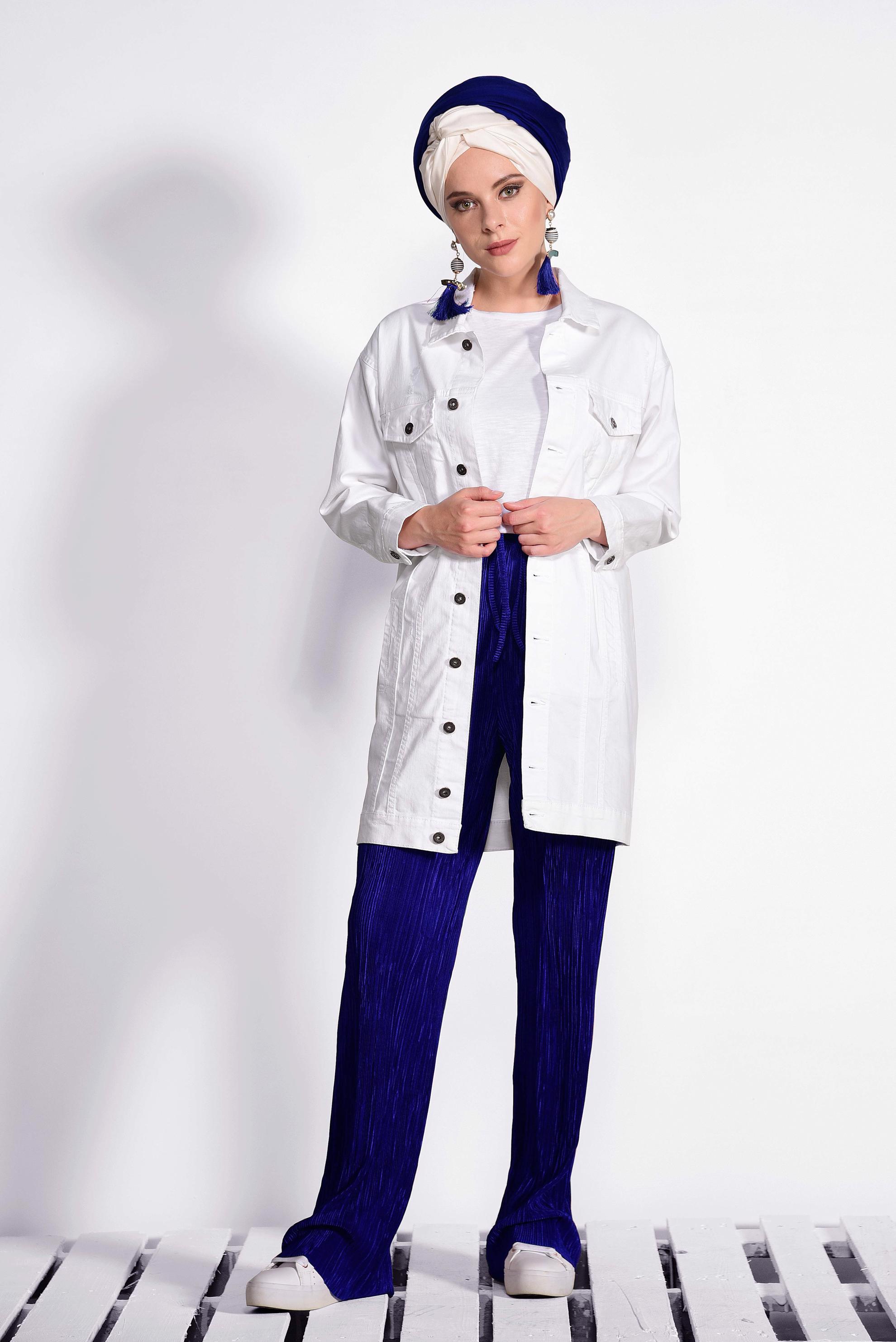 Tesettür giyim LACİVERT PİLİSELİ PANTOLON 7346