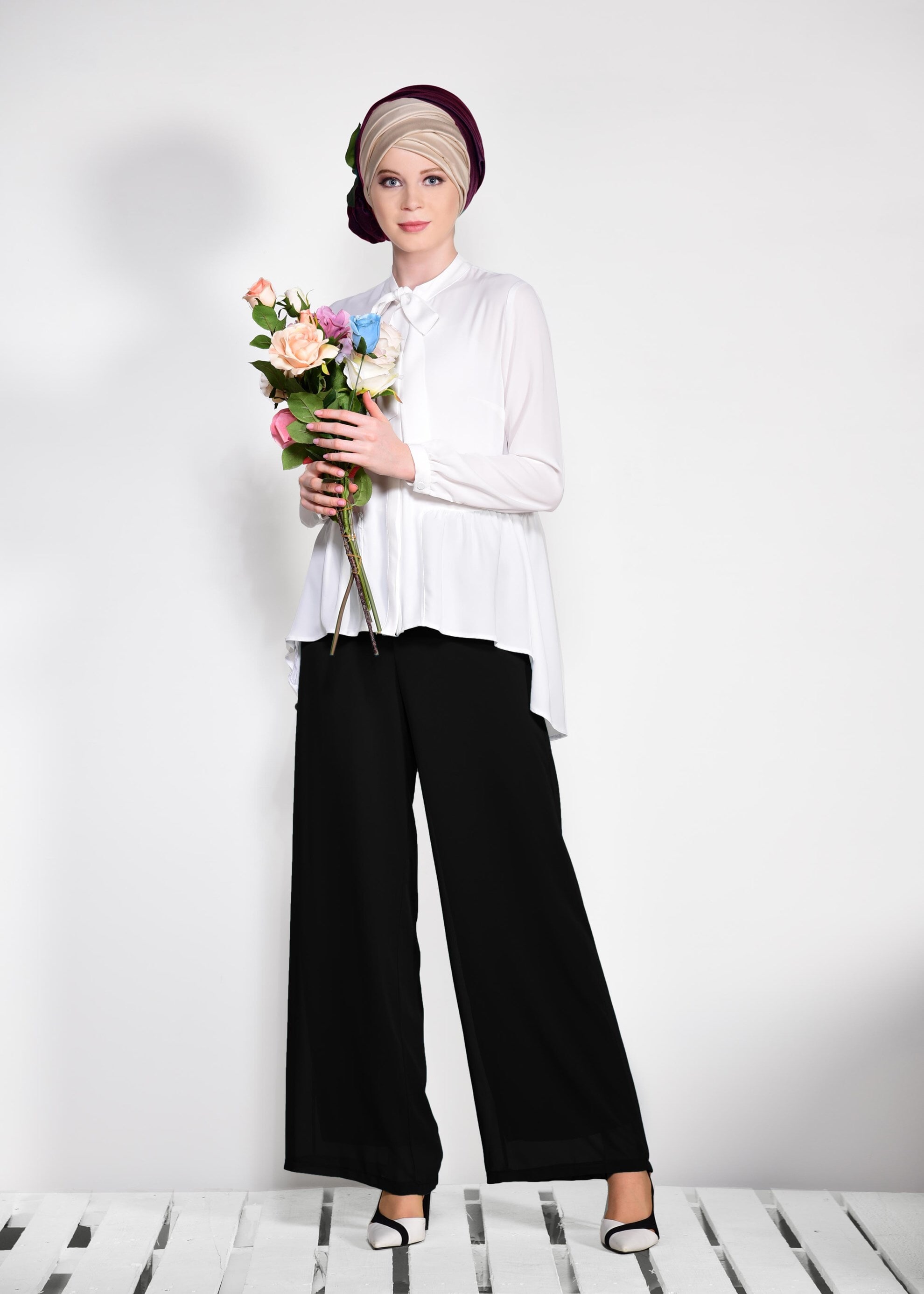 Tesettür giyim SİYAH ŞİFON PANTOLON 7359