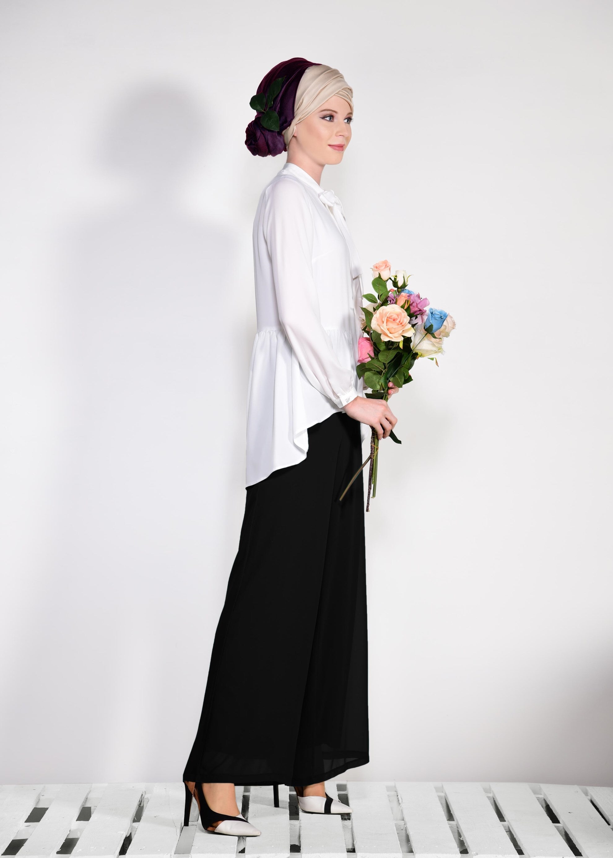 Tesettür giyim SİYAH ŞİFON PANTOLON 7359