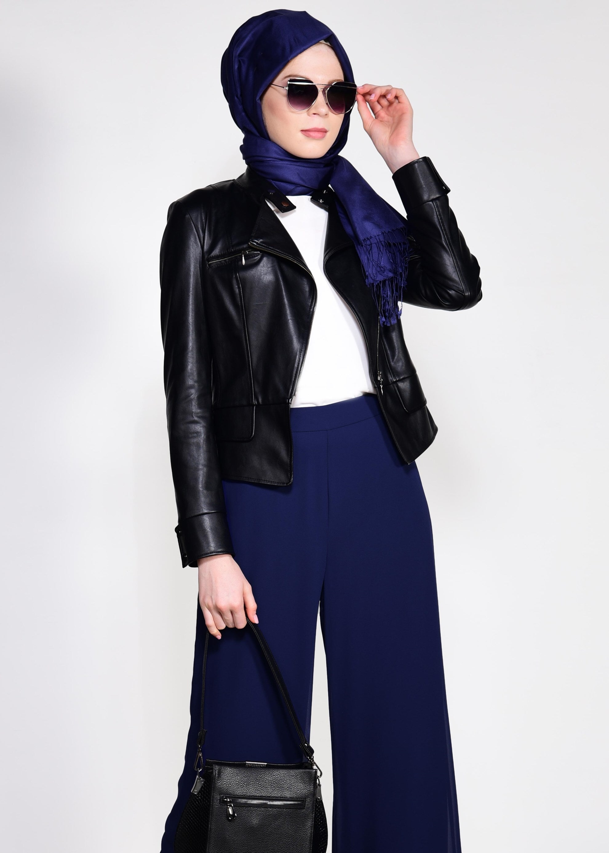 Tesettür giyim LACİVERT ŞİFON PANTOLON 7359