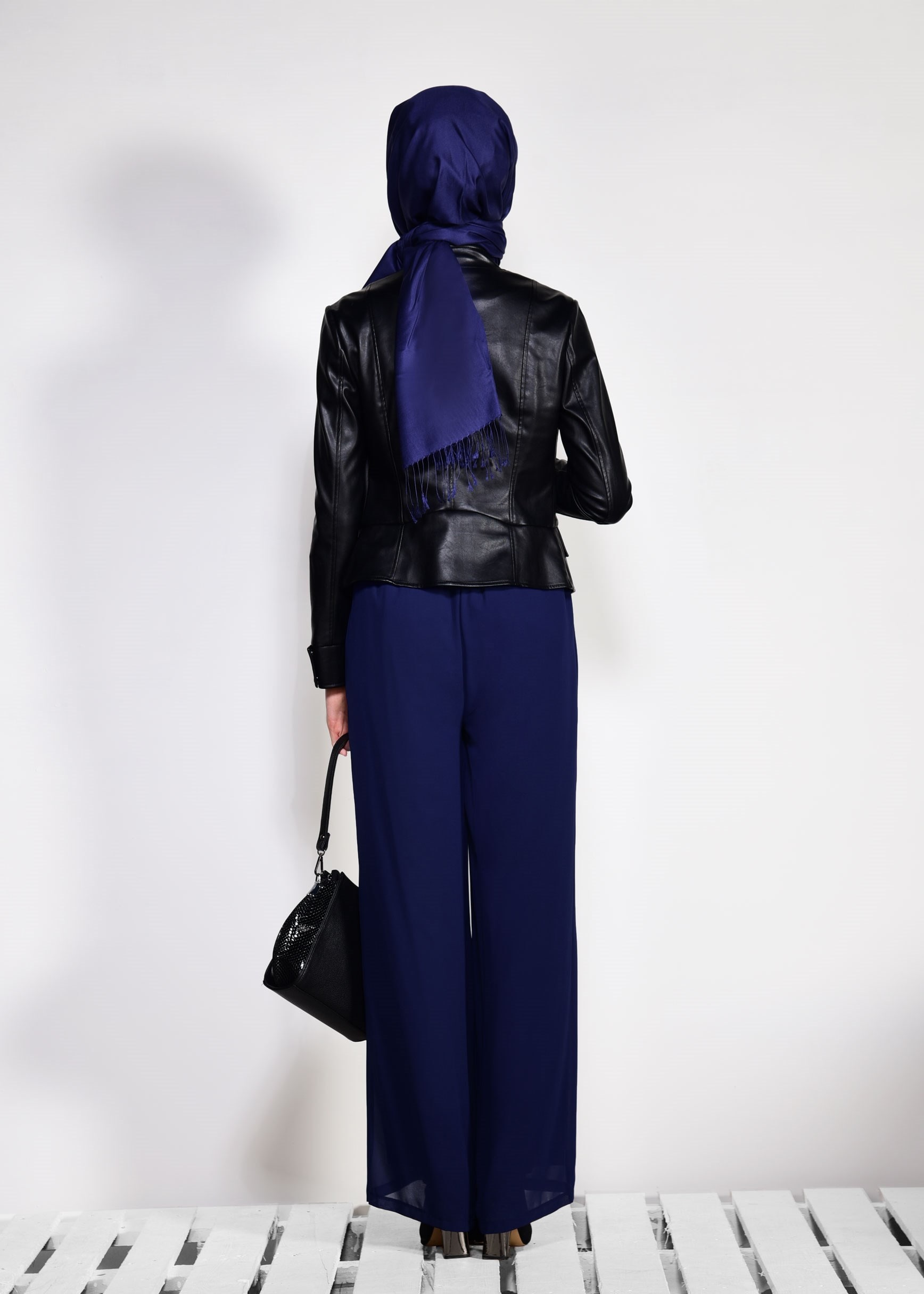 Tesettür giyim LACİVERT ŞİFON PANTOLON 7359