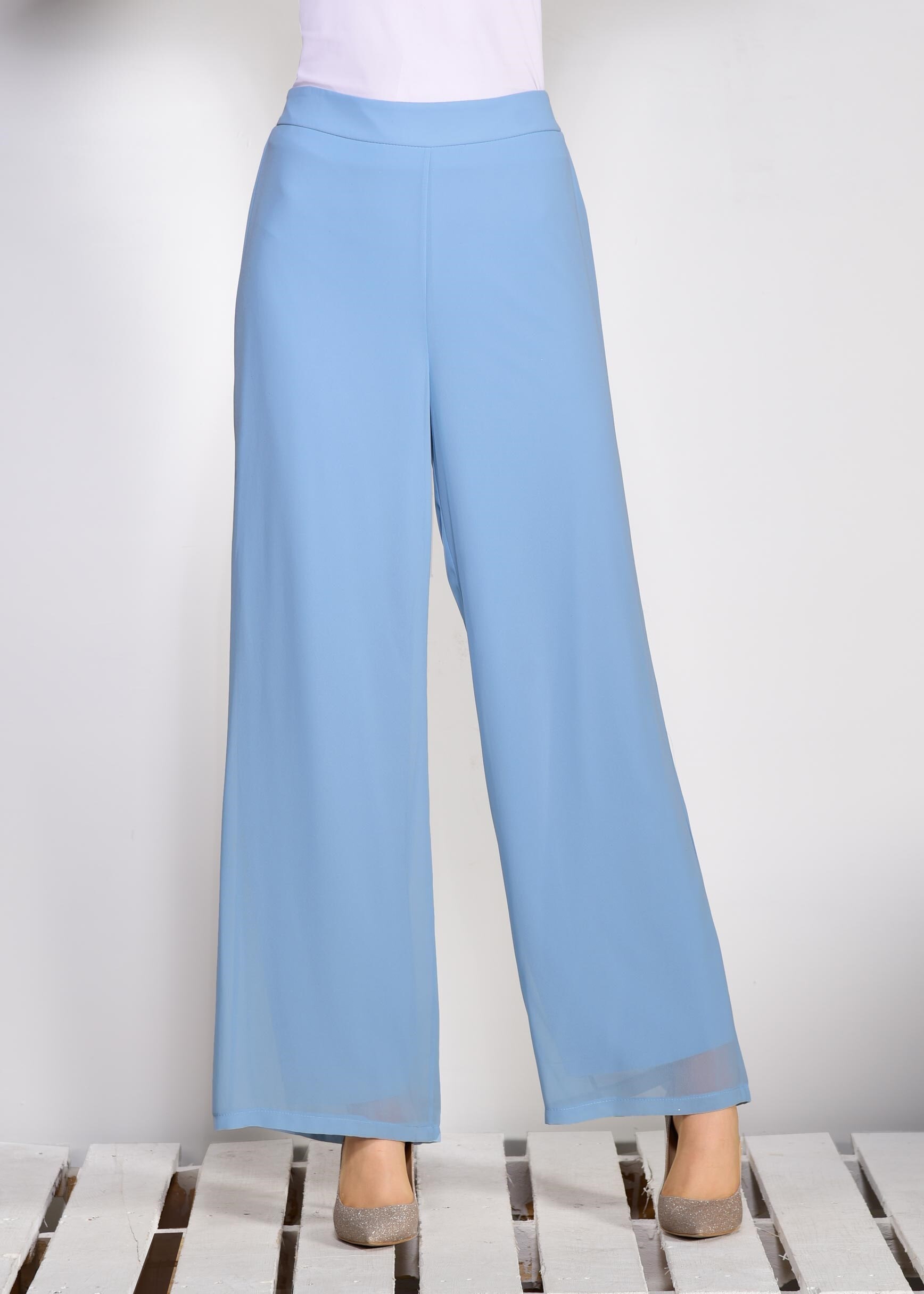 Tesettür giyim MAVİ ŞİFON PANTOLON 7359