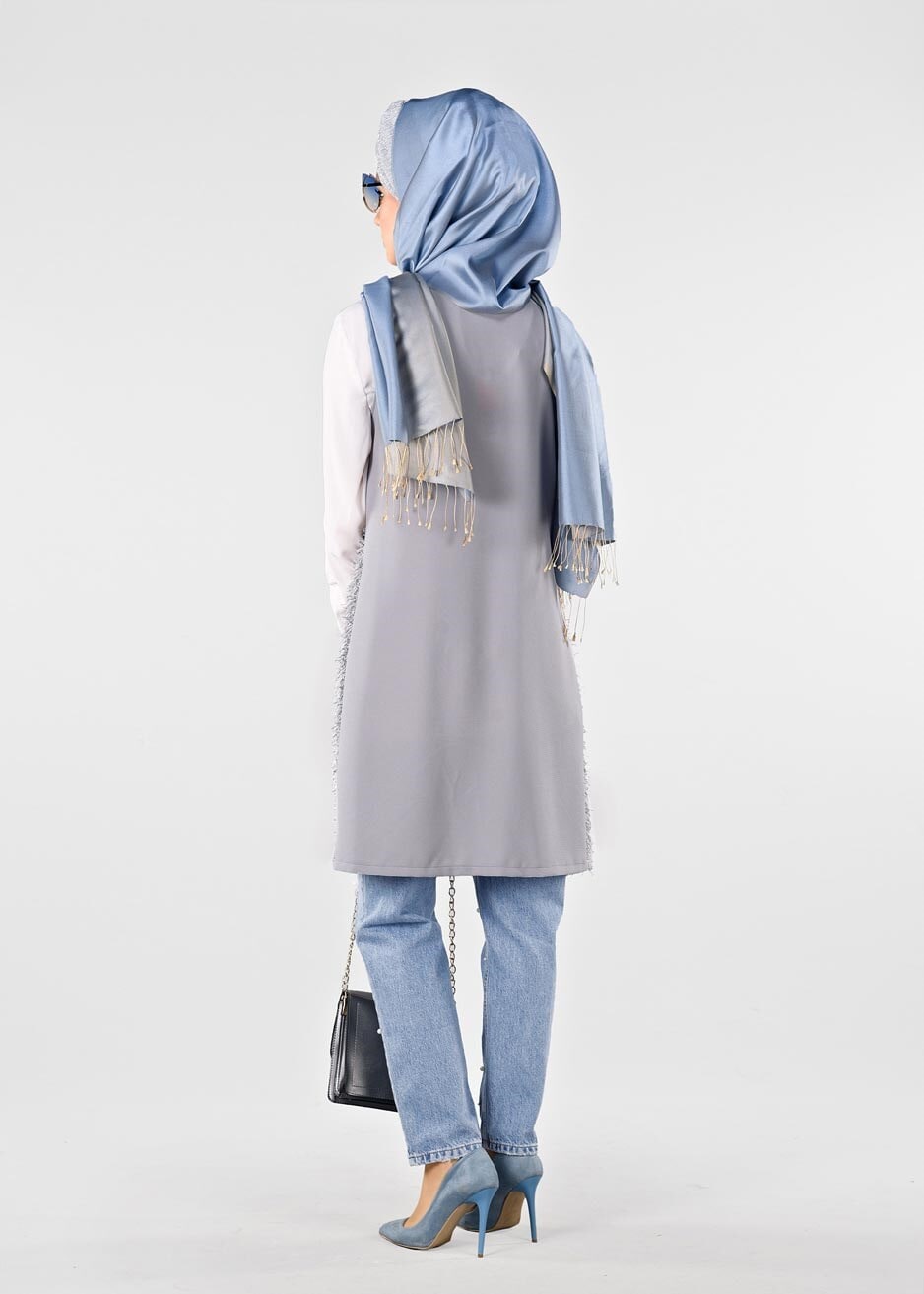 Tesettür giyim MAVİ İNCİLİ DENİM PANTOLON 7360