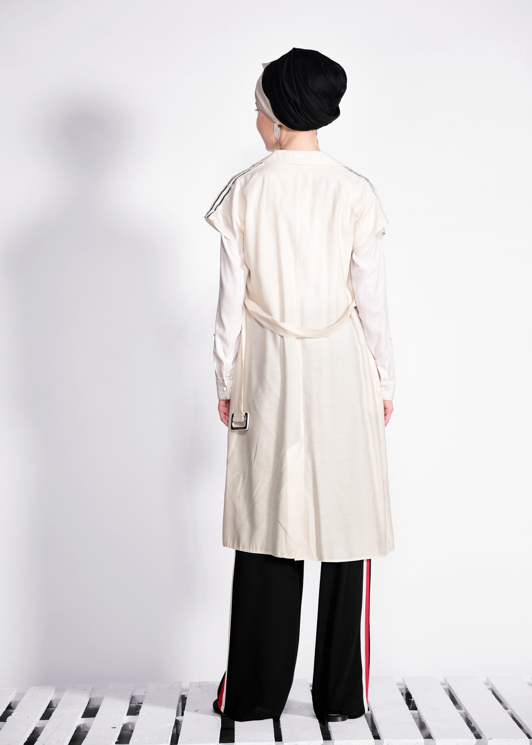 Tesettür giyim SİYAH ŞERİT DETAYLI PANTOLON 7361