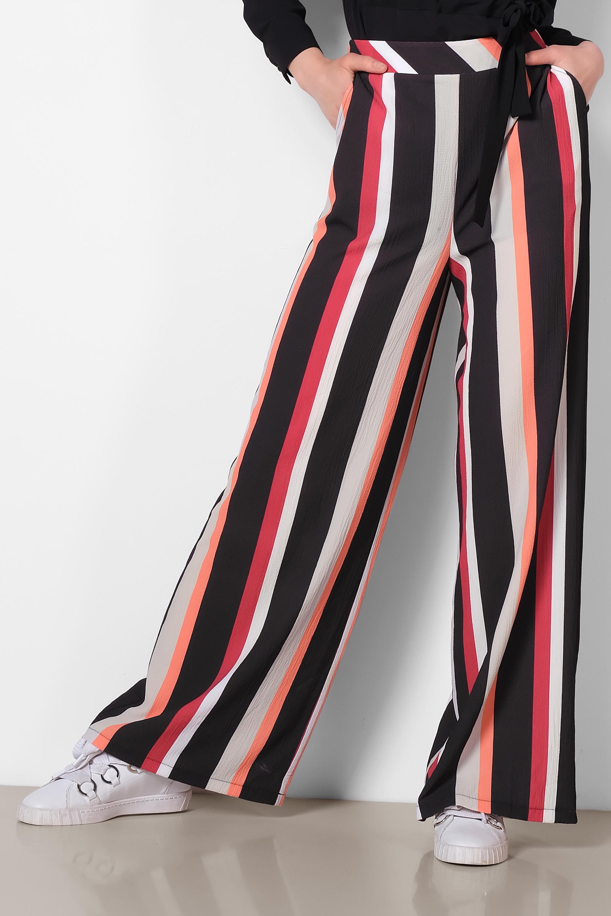 Tesettür giyim SİYAH RENKLİ ÇİZGİLİ PANTOLON 7362