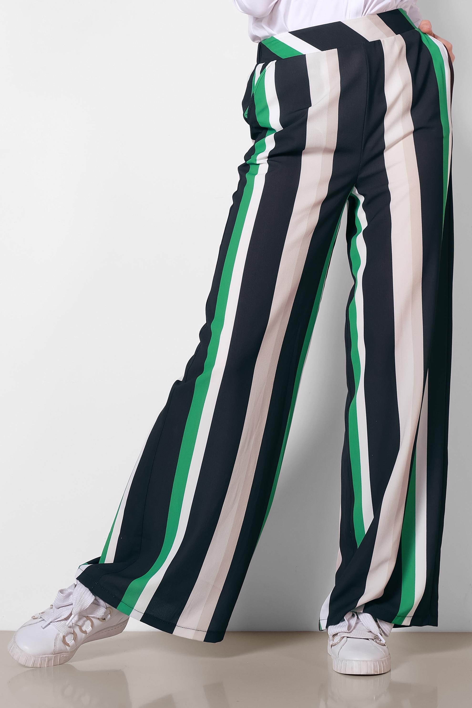 Tesettür giyim SİYAH RENKLİ ÇİZGİLİ PANTOLON 7362