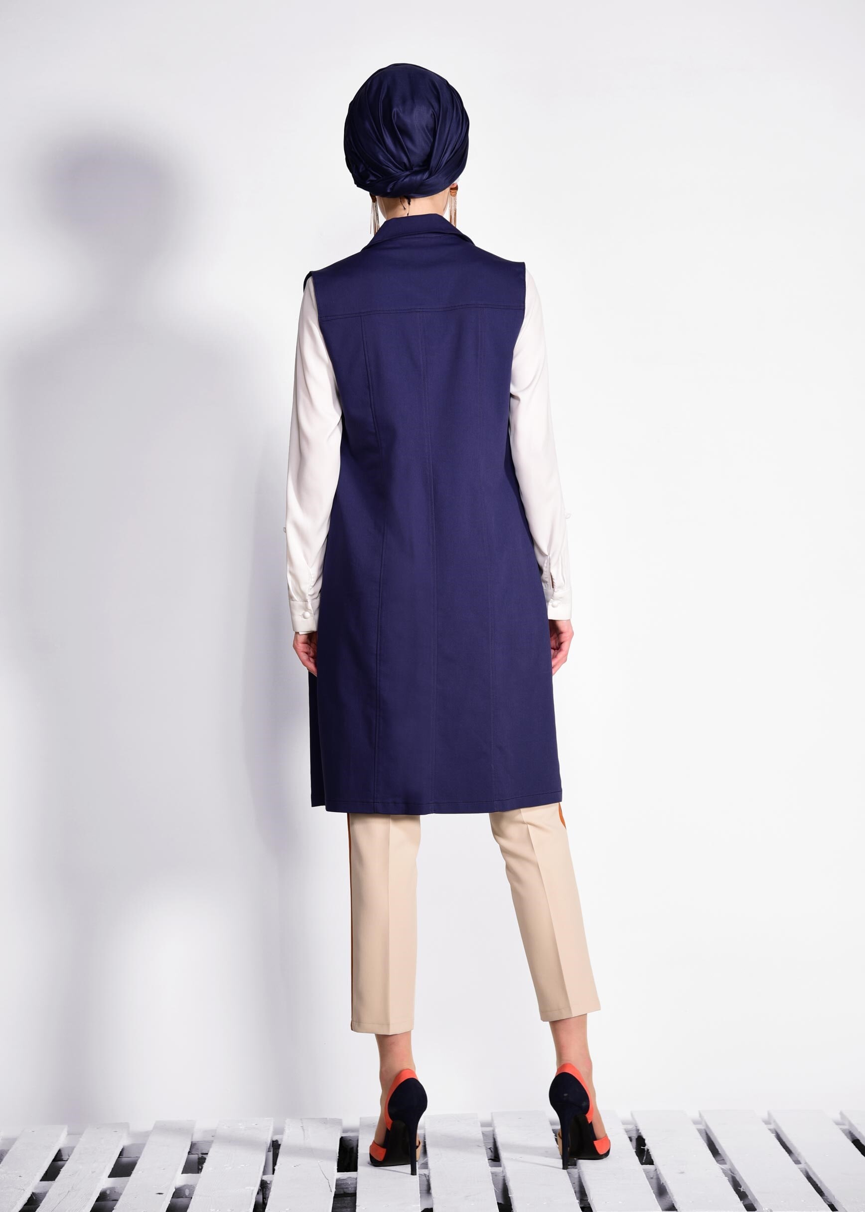 Tesettür giyim BEJ ŞERİT DETAYLI PANTOLON 7364