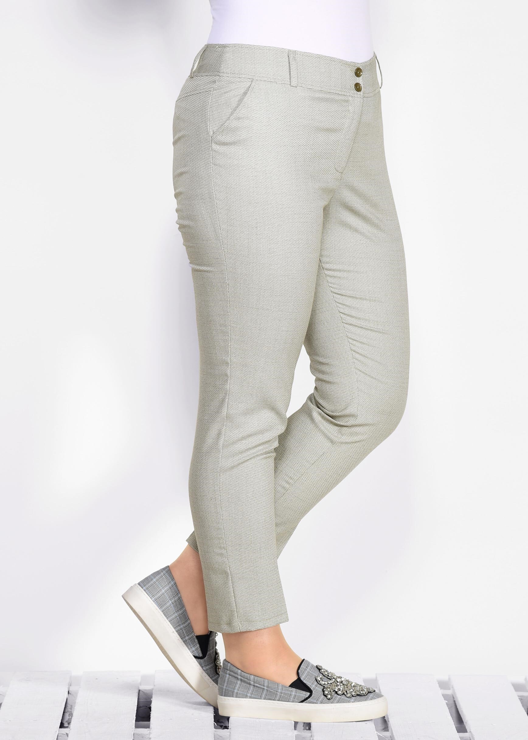 Tesettür giyim HAKİ DESENLİ PANTOLON 7366