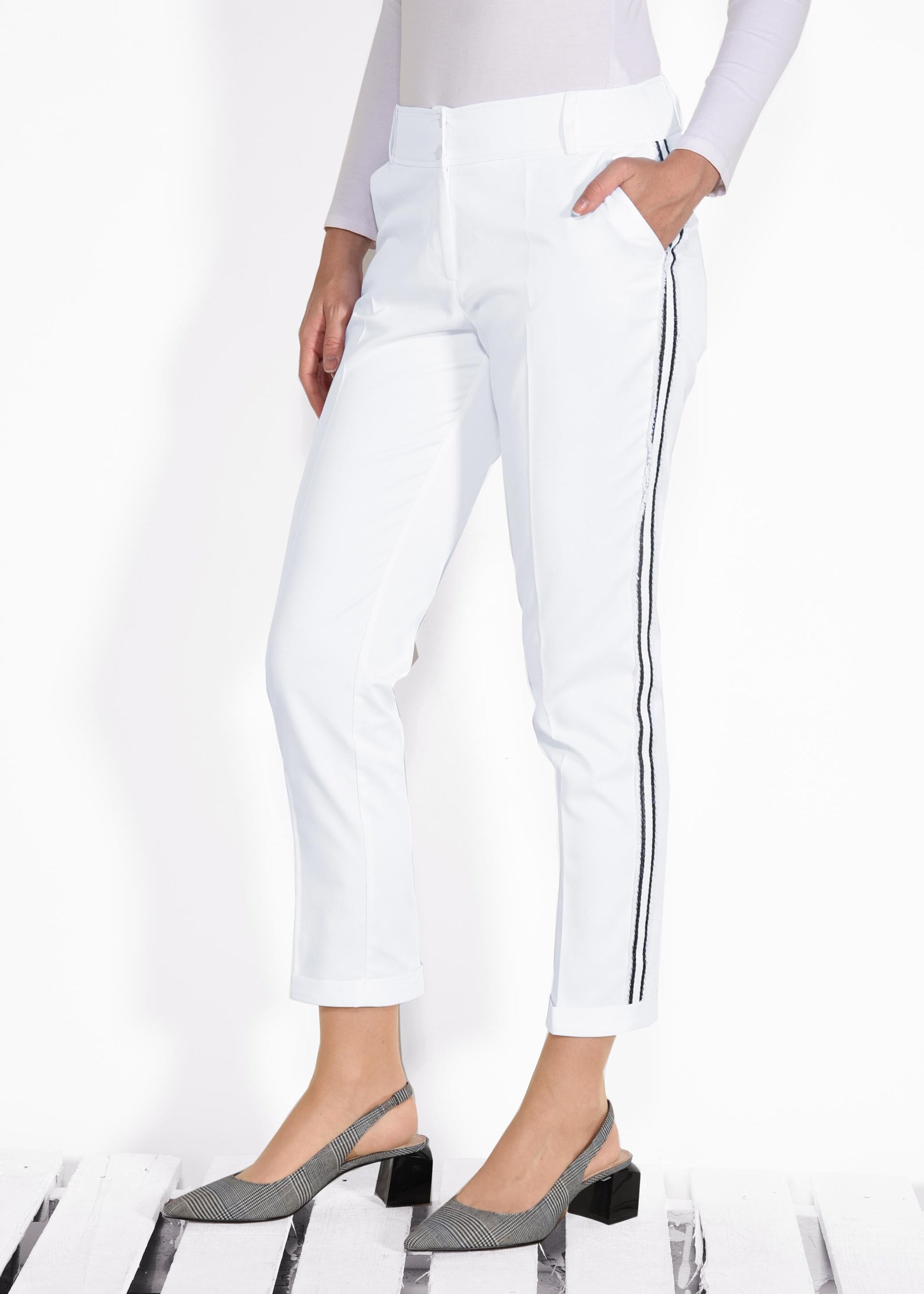 Tesettür giyim BEYAZ ŞERİT DETAYLI PANTOLON 7369