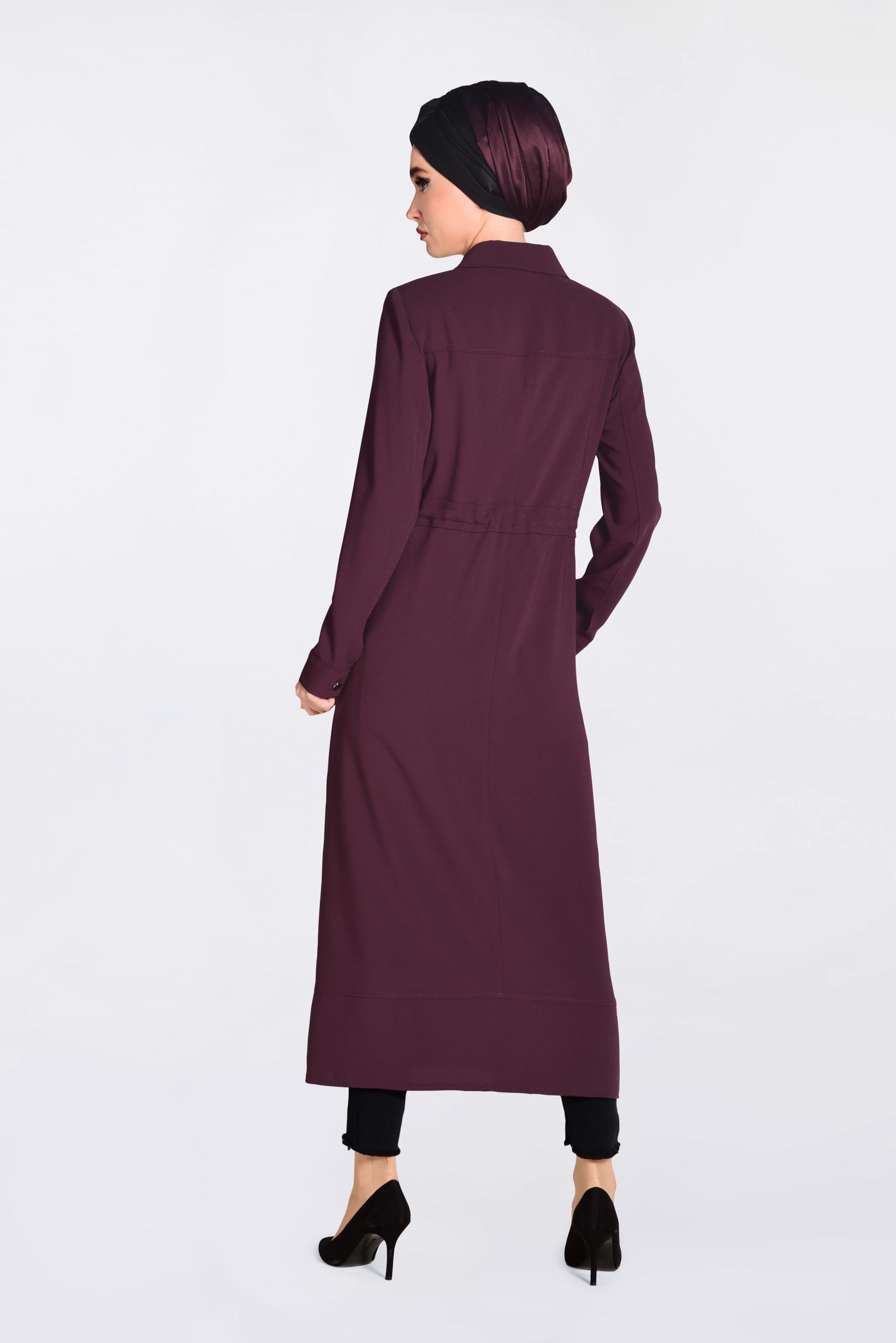 Tesettür giyim MÜRDÜM  GÜPÜR DETAYLI BELDEN BAĞCIKLI PARDESÜ 1194 
