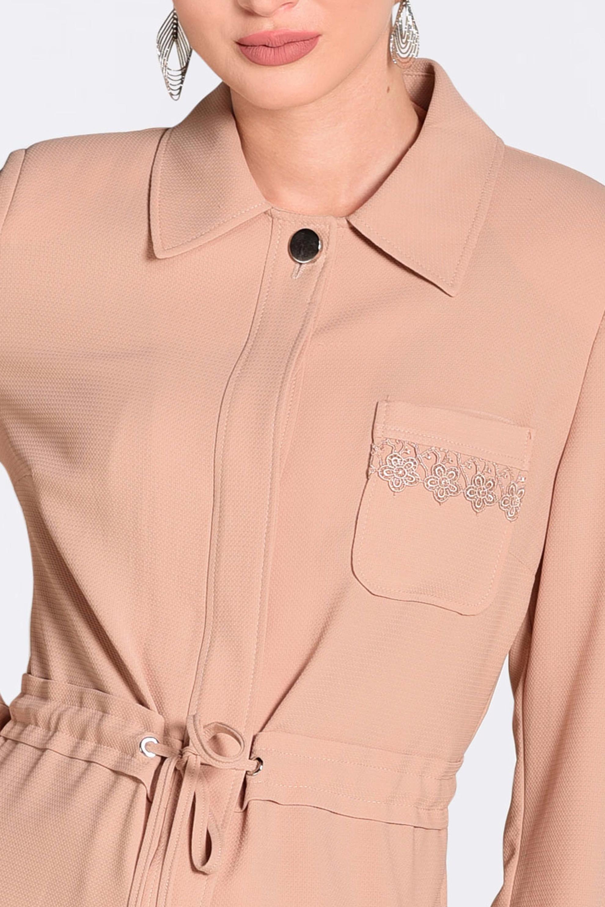 Tesettür giyim PUDRA  GÜPÜR DETAYLI BELDEN BAĞCIKLI PARDESÜ 1194 