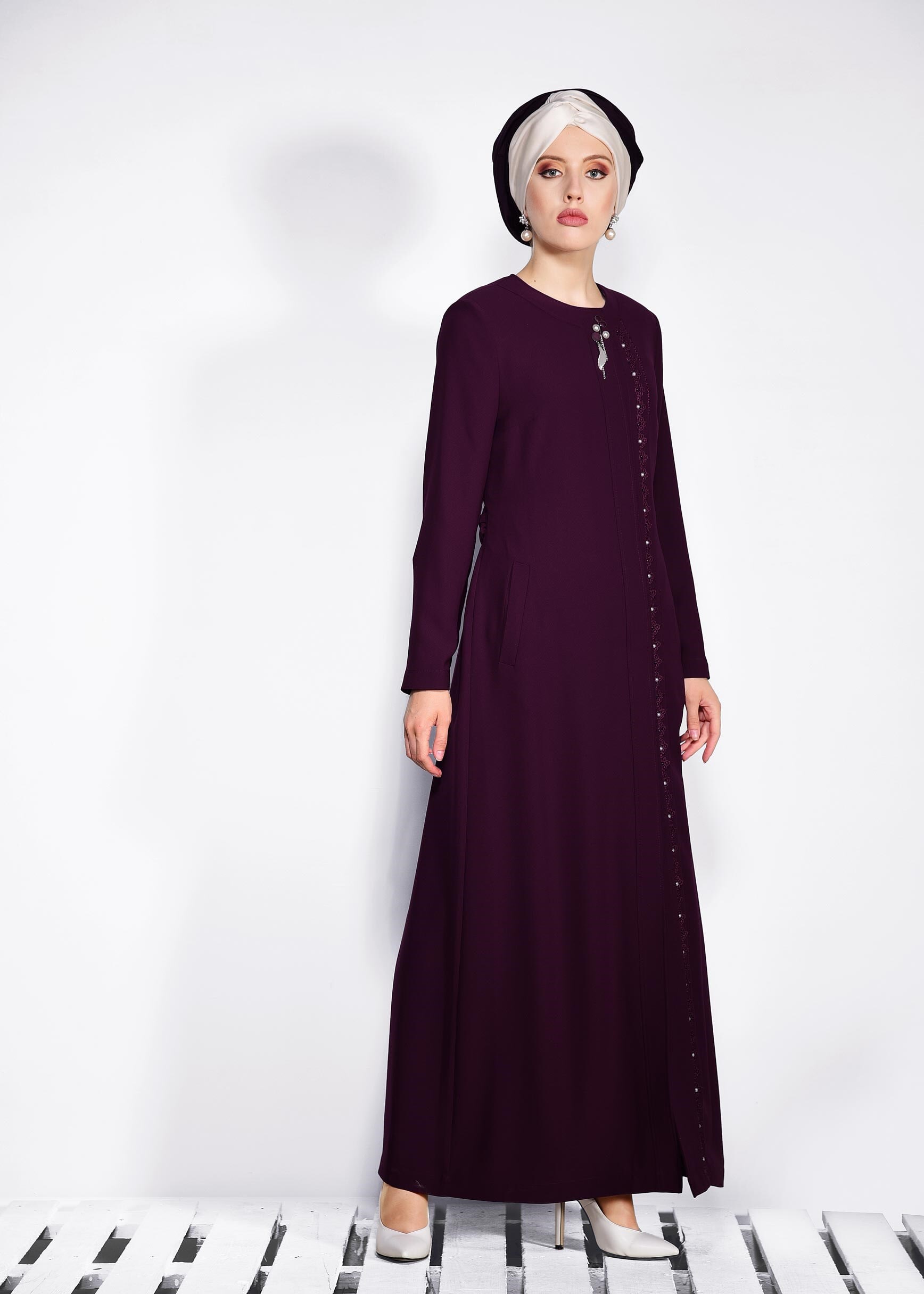 Tesettür giyim MÜRDÜM KUŞAKLI PARDESÜ 1230