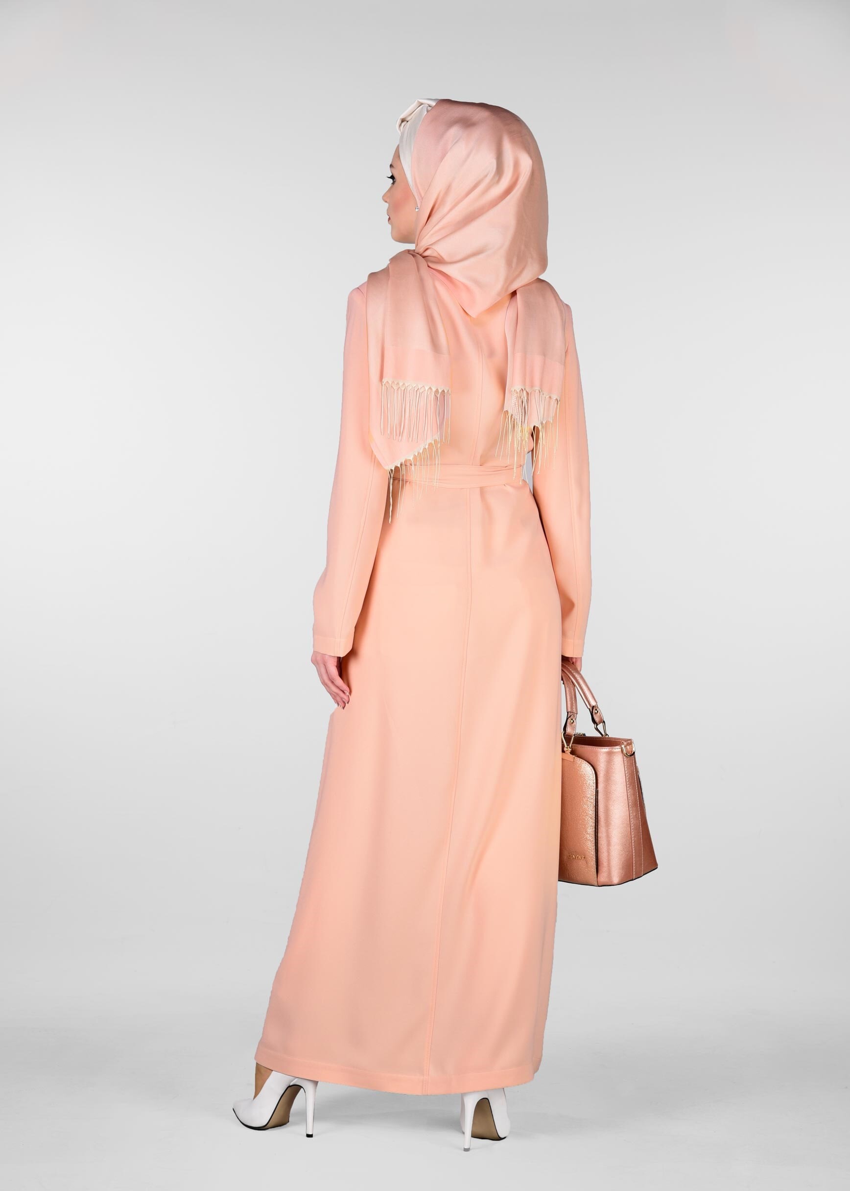 Tesettür giyim PUDRA KUŞAKLI PARDESÜ 1230
