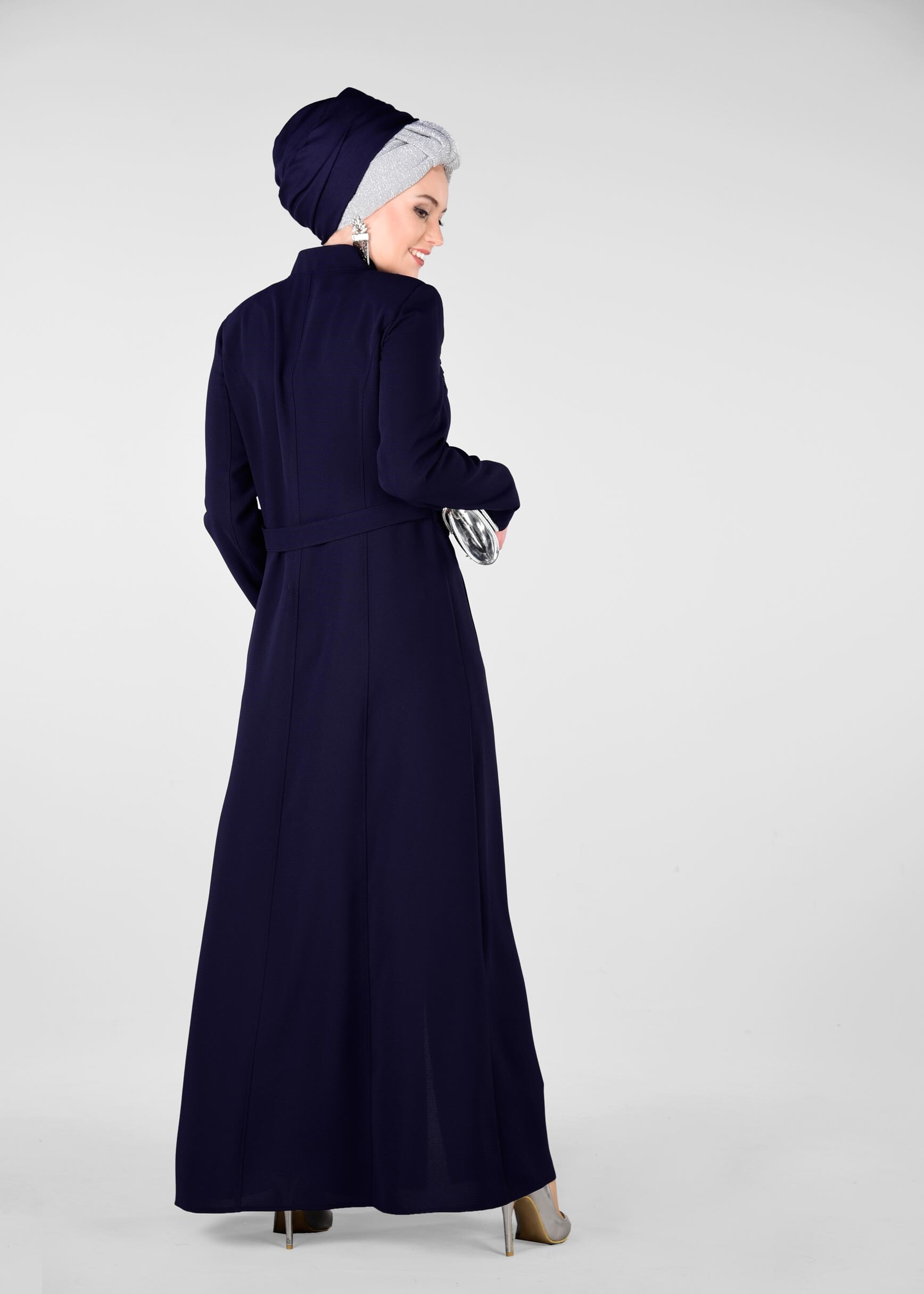 Tesettür giyim LACİVERT FERMUARLI PARDESÜ 1236