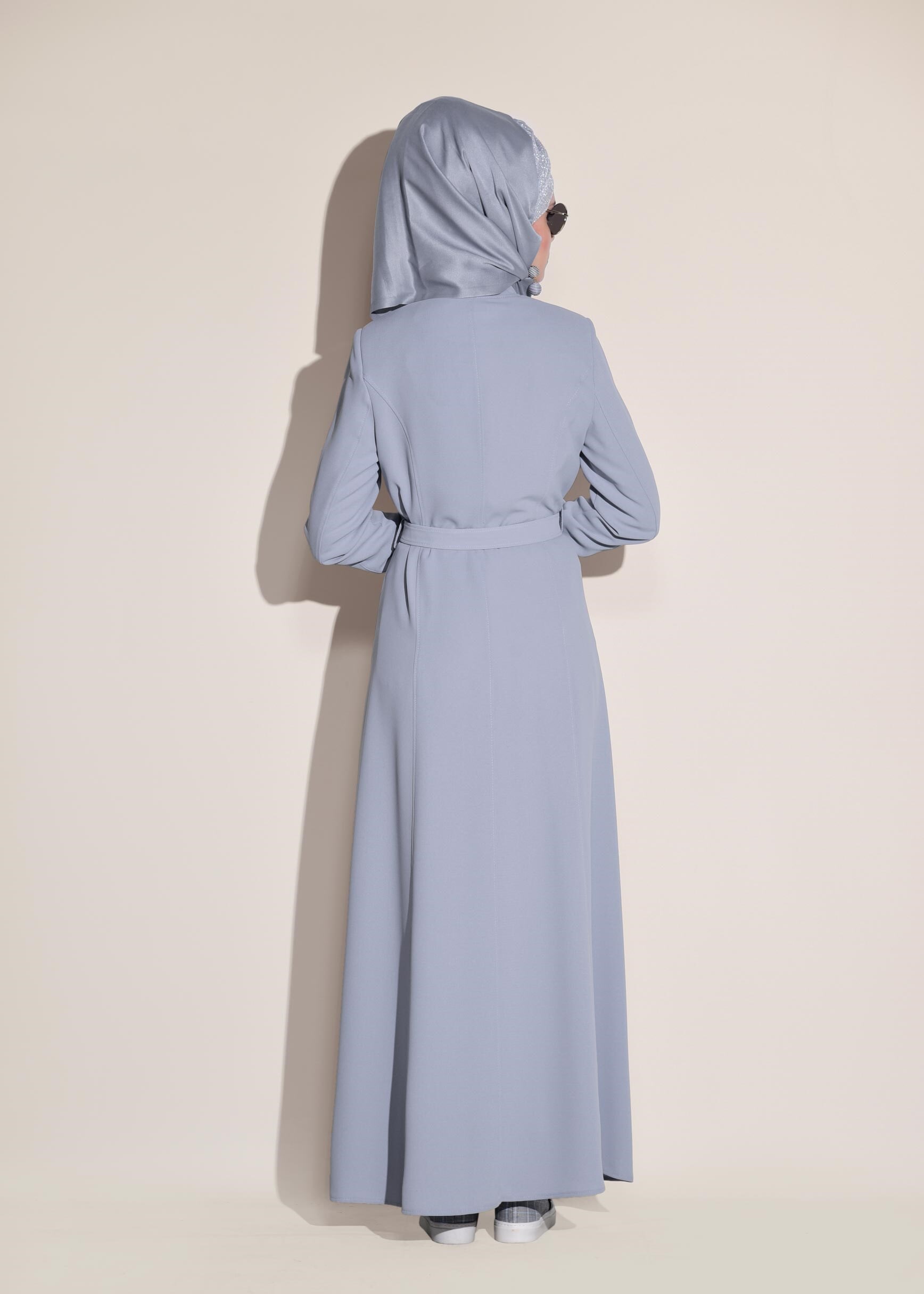 Tesettür giyim MAVİ FERMUARLI PARDESÜ 1236