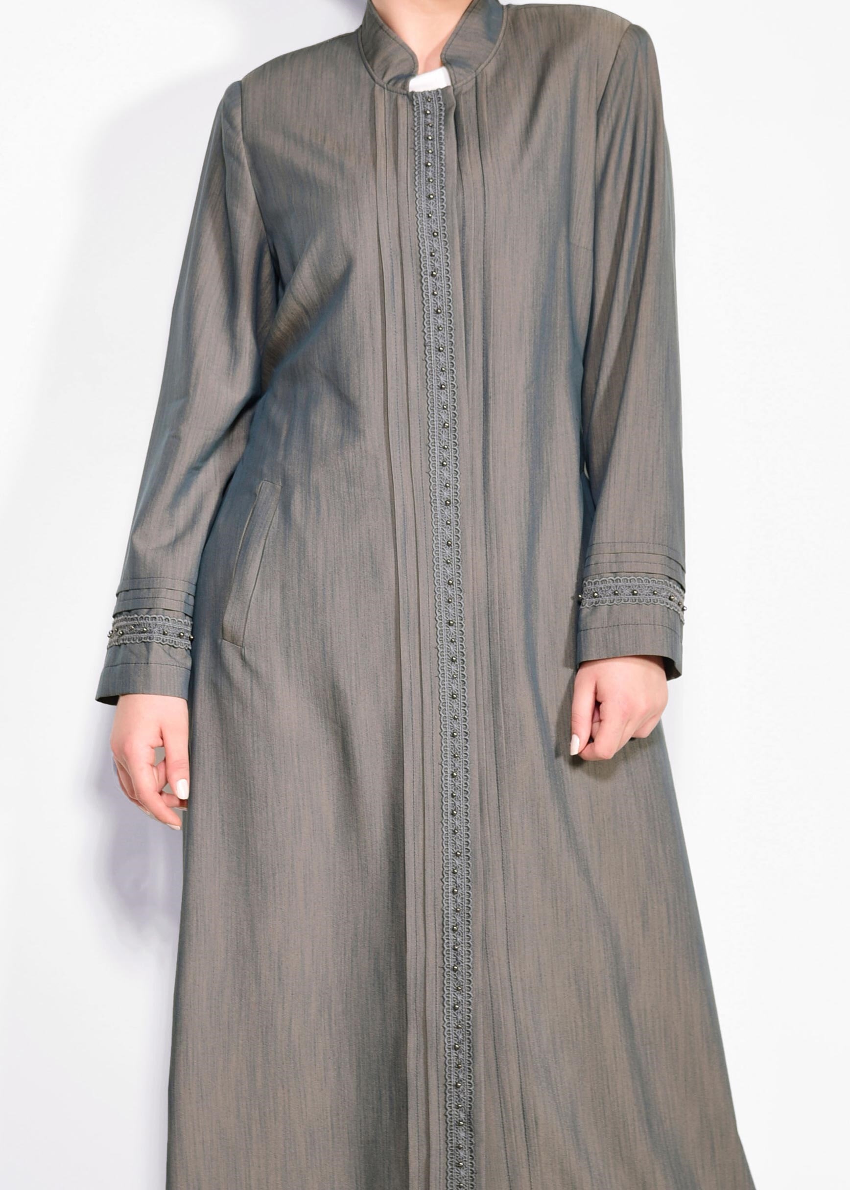 Tesettür giyim MAVİ BONCUK DETAYLI PARDESÜ 1247