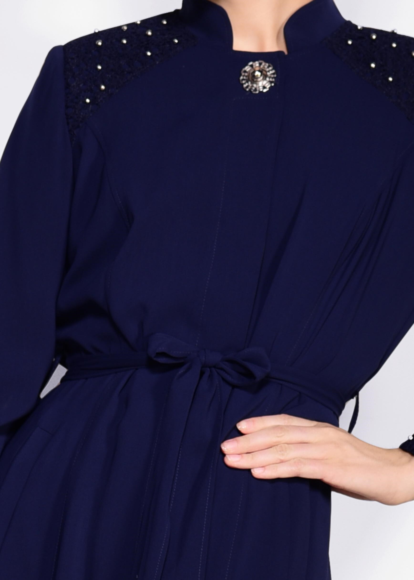 Tesettür giyim LACİVERT KOL VE YAKASI GÜPÜR DETAYLI PARDESÜ 1252