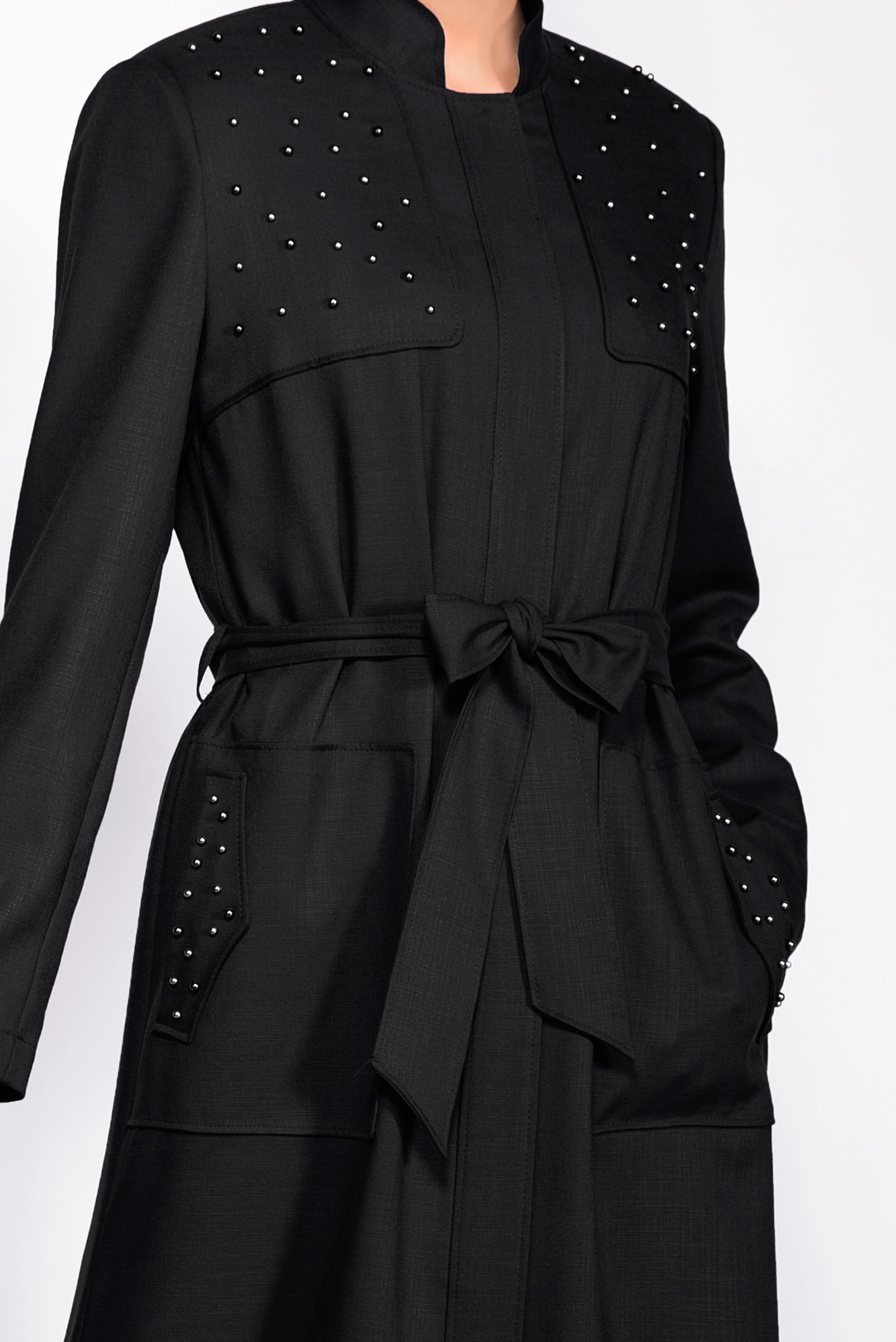 Tesettür giyim SİYAH BONCUK İŞLEMELİ KUŞAKLI PARDESÜ 1254