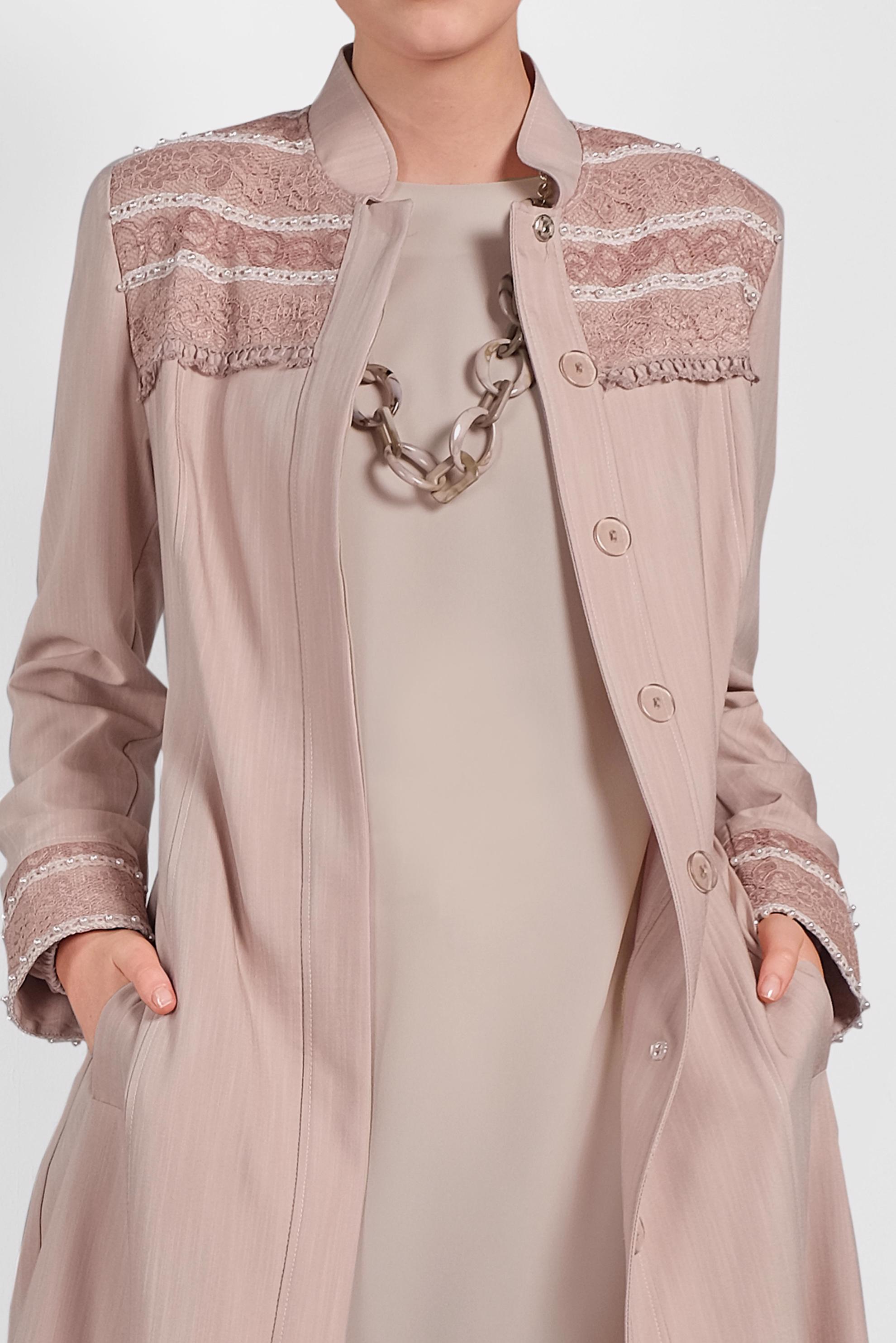 Tesettür giyim PUDRA GİZLİ DÜĞMELİ İŞLEMELİ PARDESÜ 1263