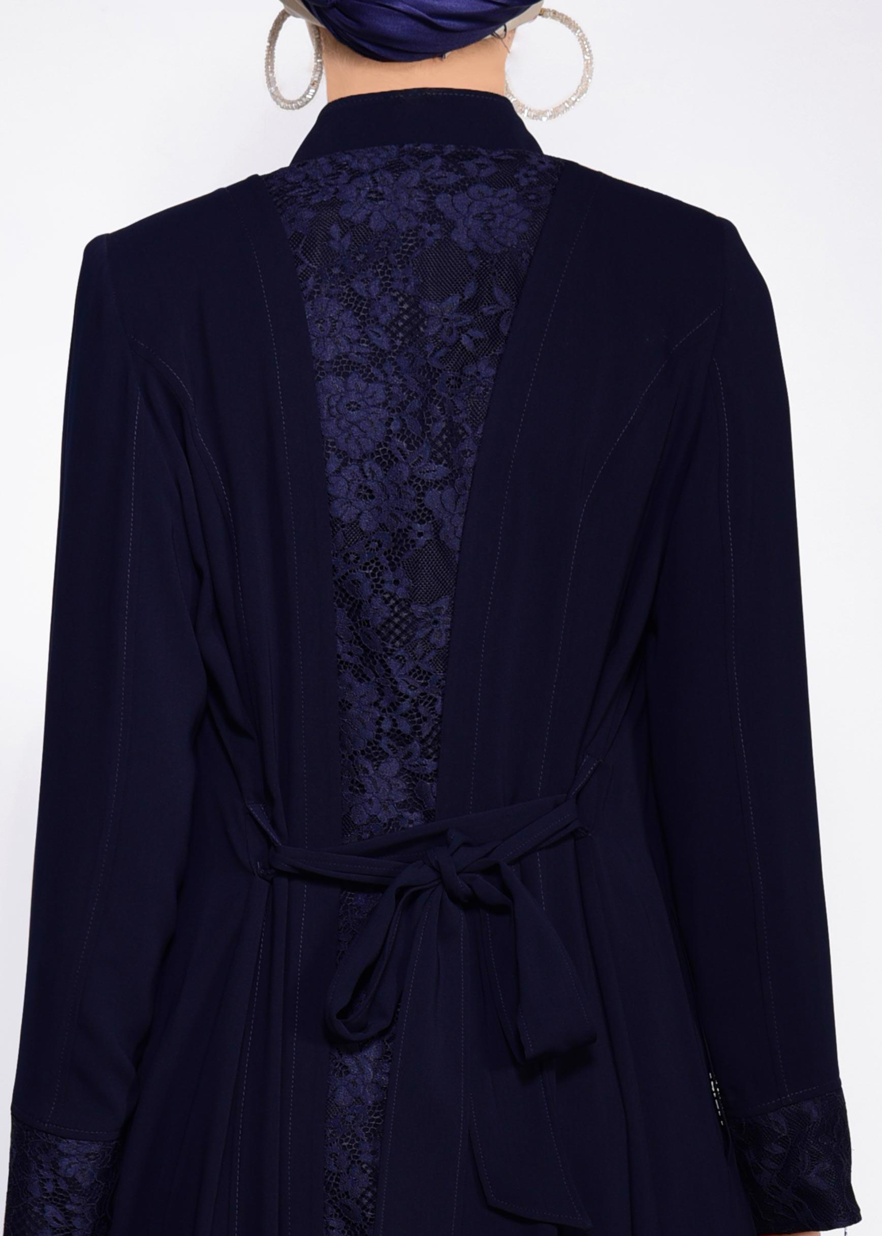 Tesettür giyim LACİVERT GÜPÜR DETAYLI DÜĞMELİ PARDESÜ 1264