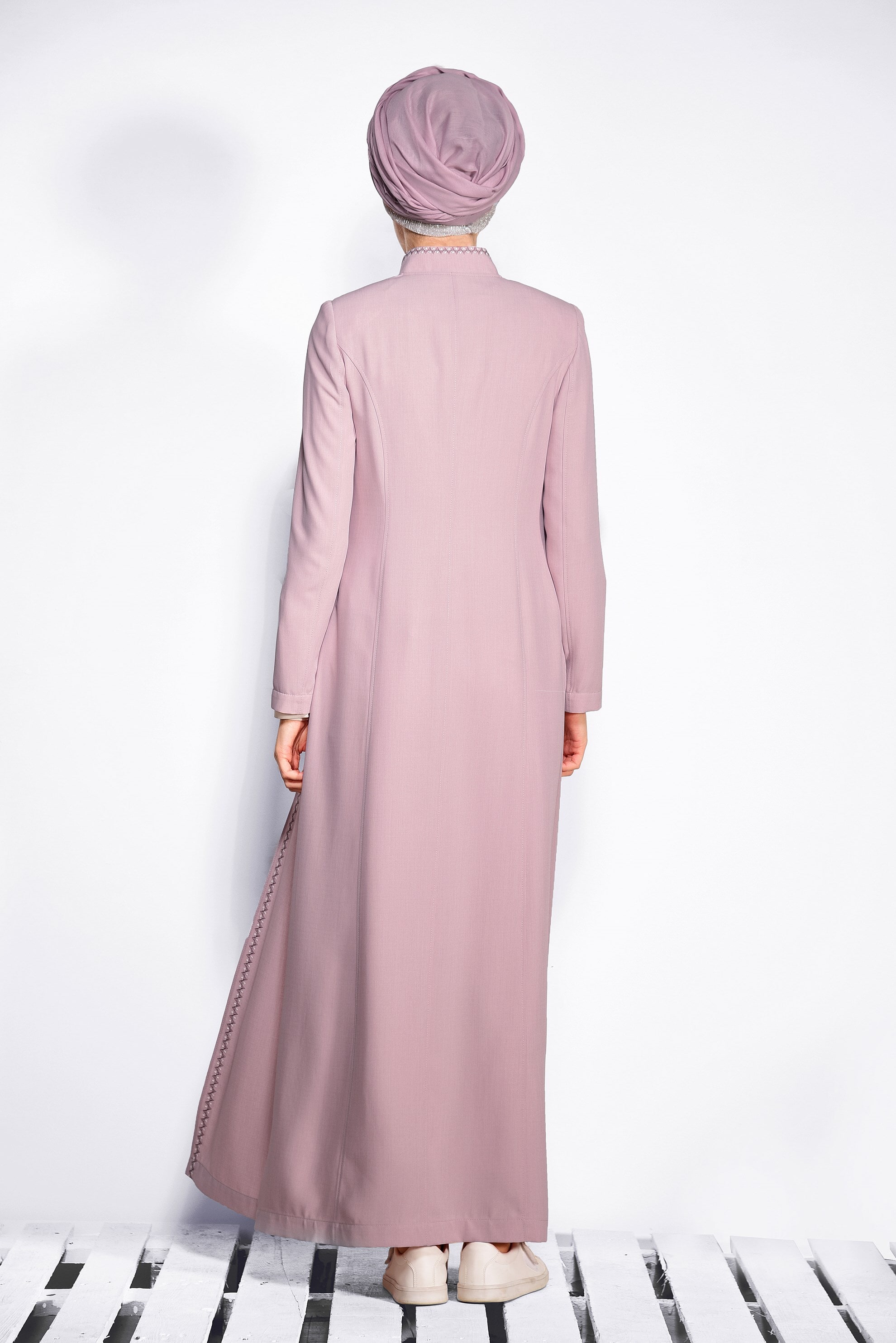 Tesettür giyim PUDRA NAKIŞ DETAYLI PARDESÜ 1280