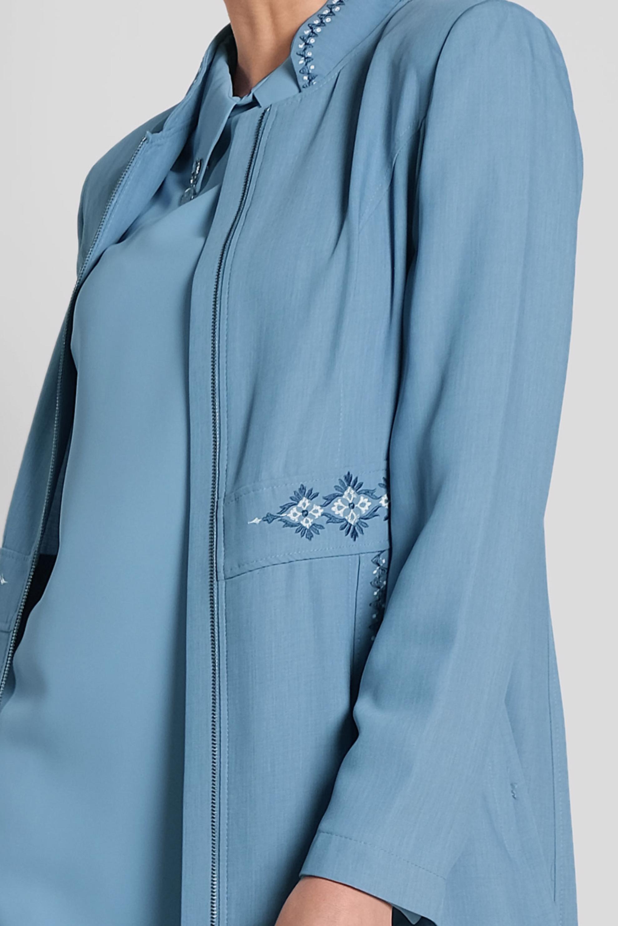 Tesettür giyim MAVİ NAKIŞ DETAYLI PARDESÜ 1280