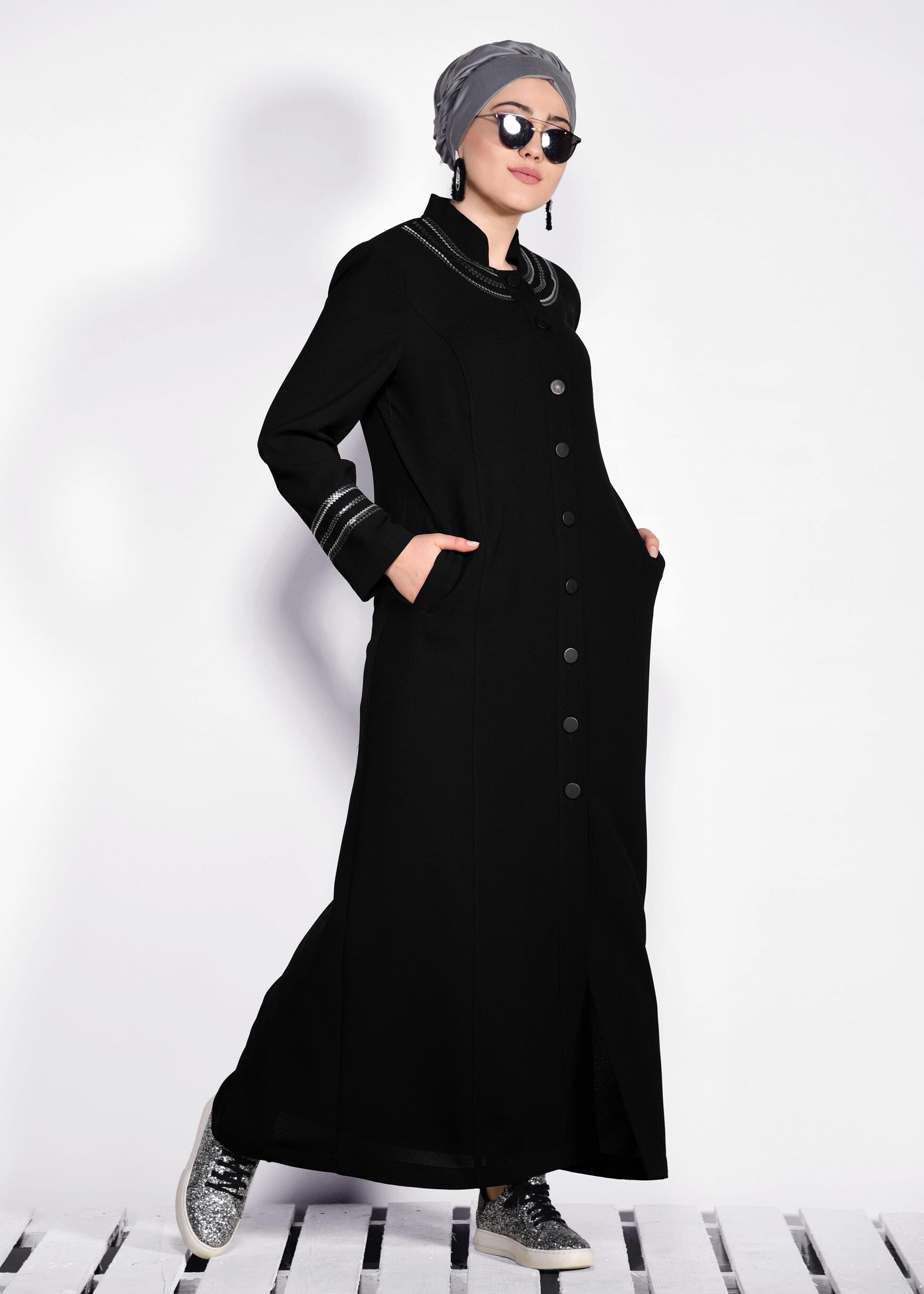 Hijab clothing BLACK 1282 ENİGMA PARDESÜ 46/52 TEK44