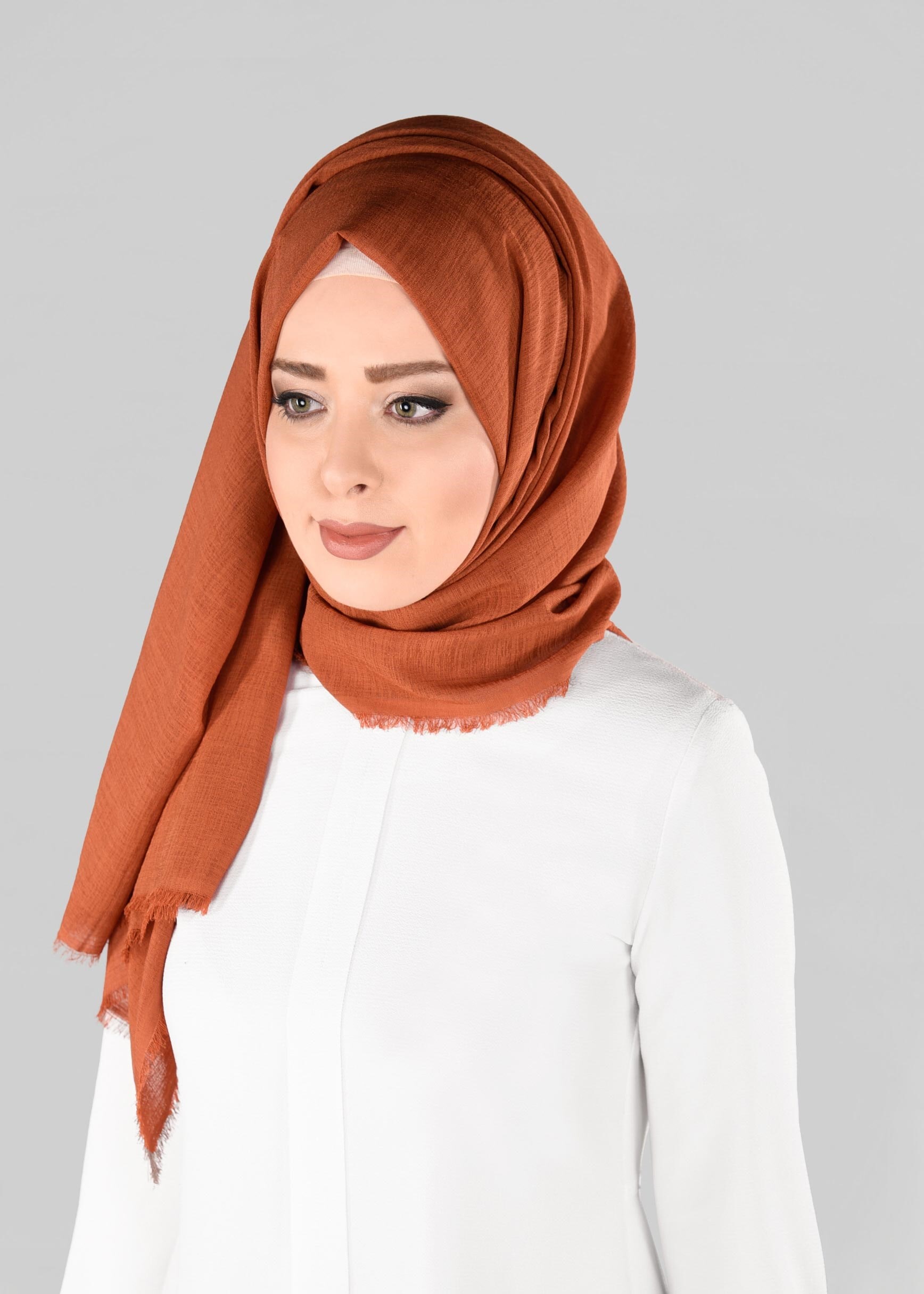 Tesettür giyim TURUNCU 9900 ALVİNA HİNT İPEKSİ ŞAL