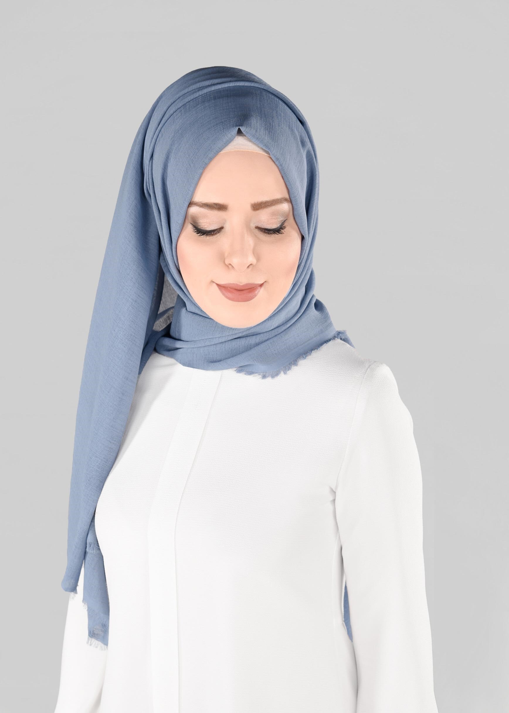 Tesettür giyim MAVİ 9900 ALVİNA HİNT İPEKSİ ŞAL