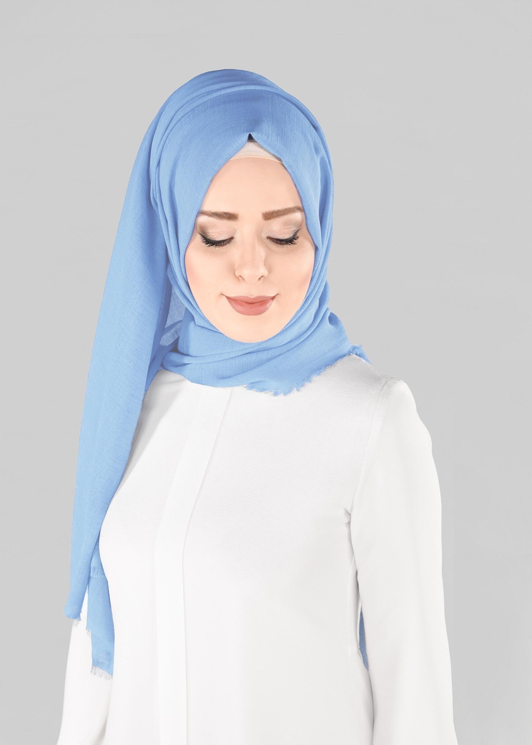 Tesettür giyim MAVİ 9900 ALVİNA HİNT İPEKSİ ŞAL