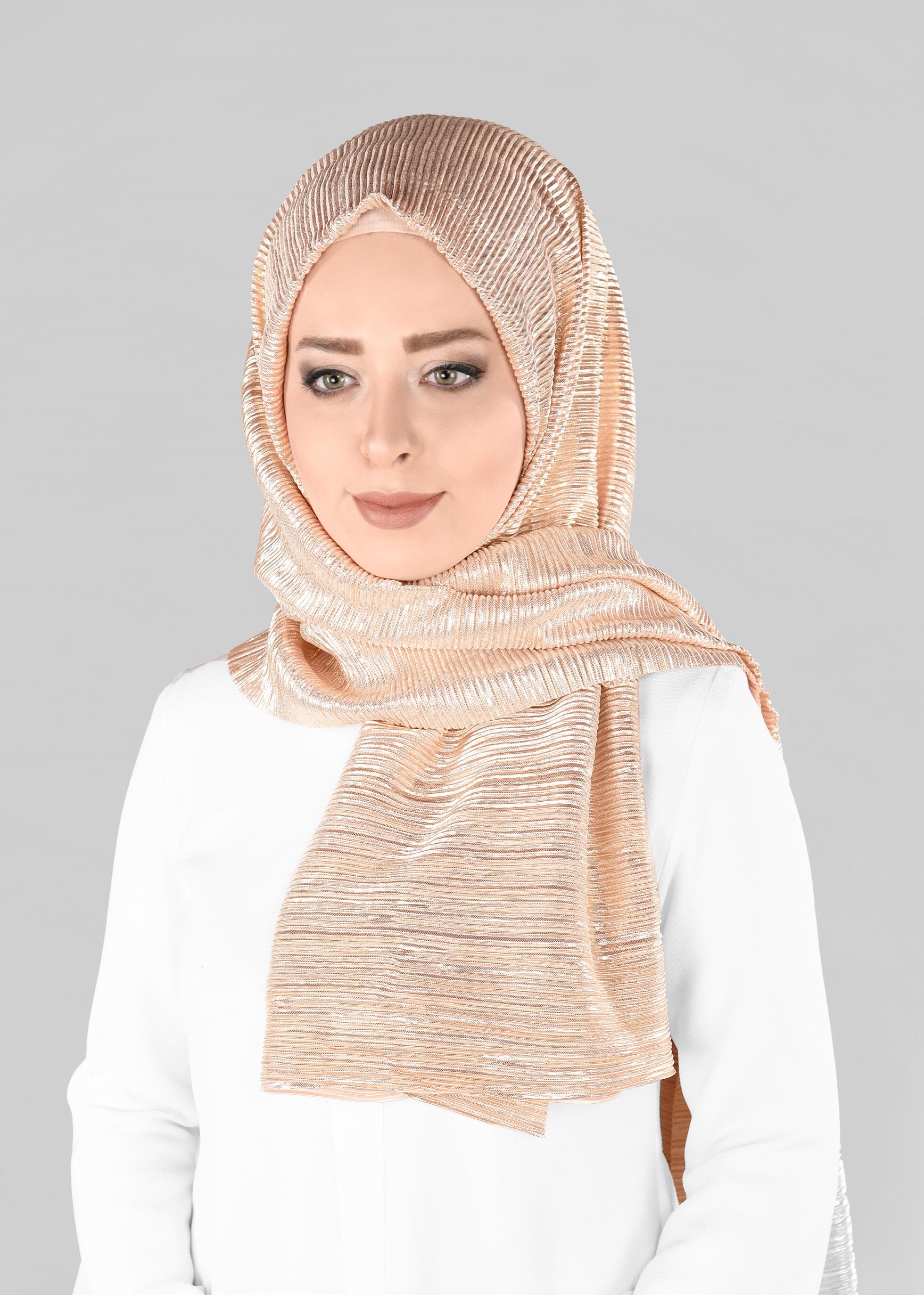 Tesettür giyim PUDRA 9906 ALVİNA PİLİSELİ FOİL SİMLİ ŞAL