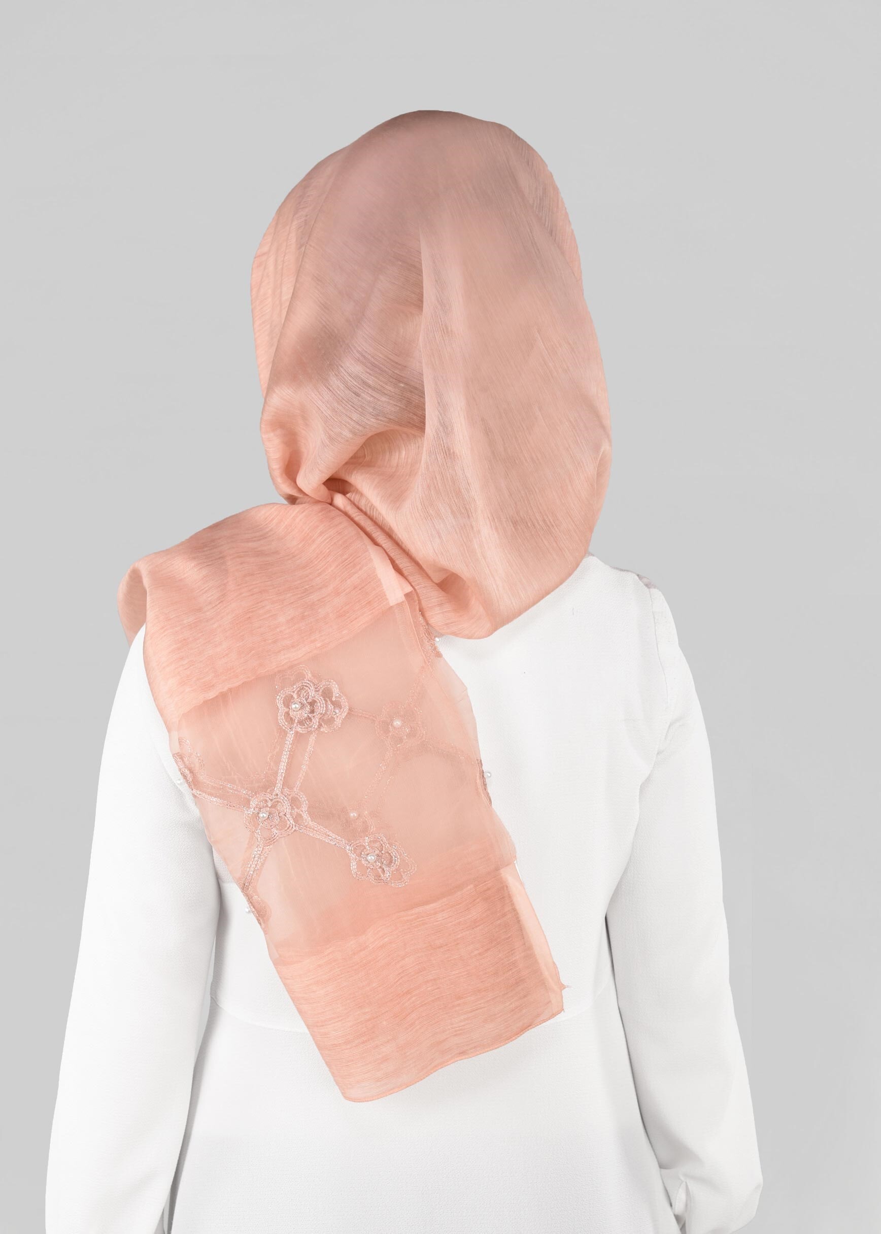 Tesettür giyim PUDRA 9909 ALVİNA NAKIŞ İNCİ ŞAL