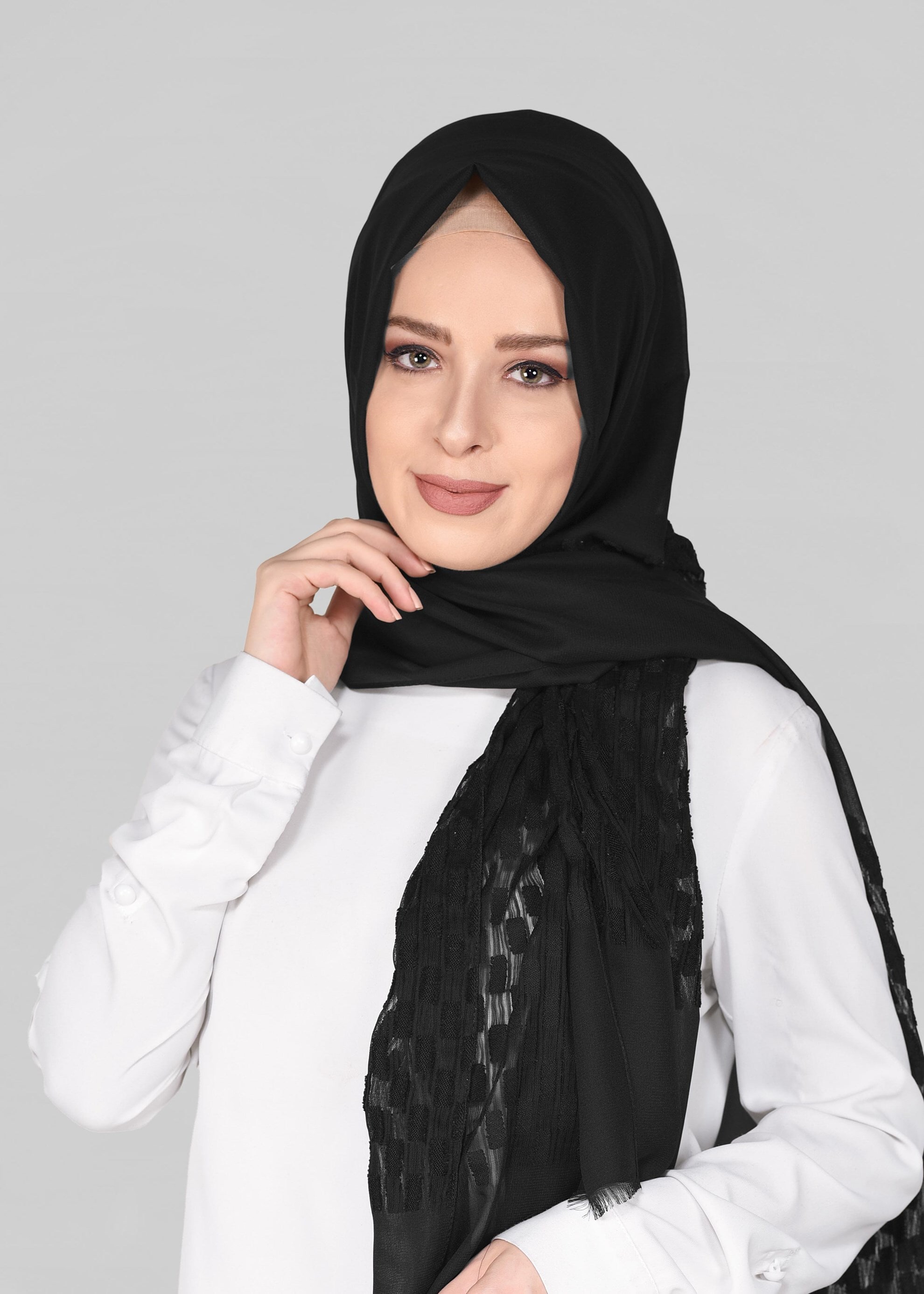 Tesettür giyim SİYAH 9912 ALVİNA GOFRE ŞAL