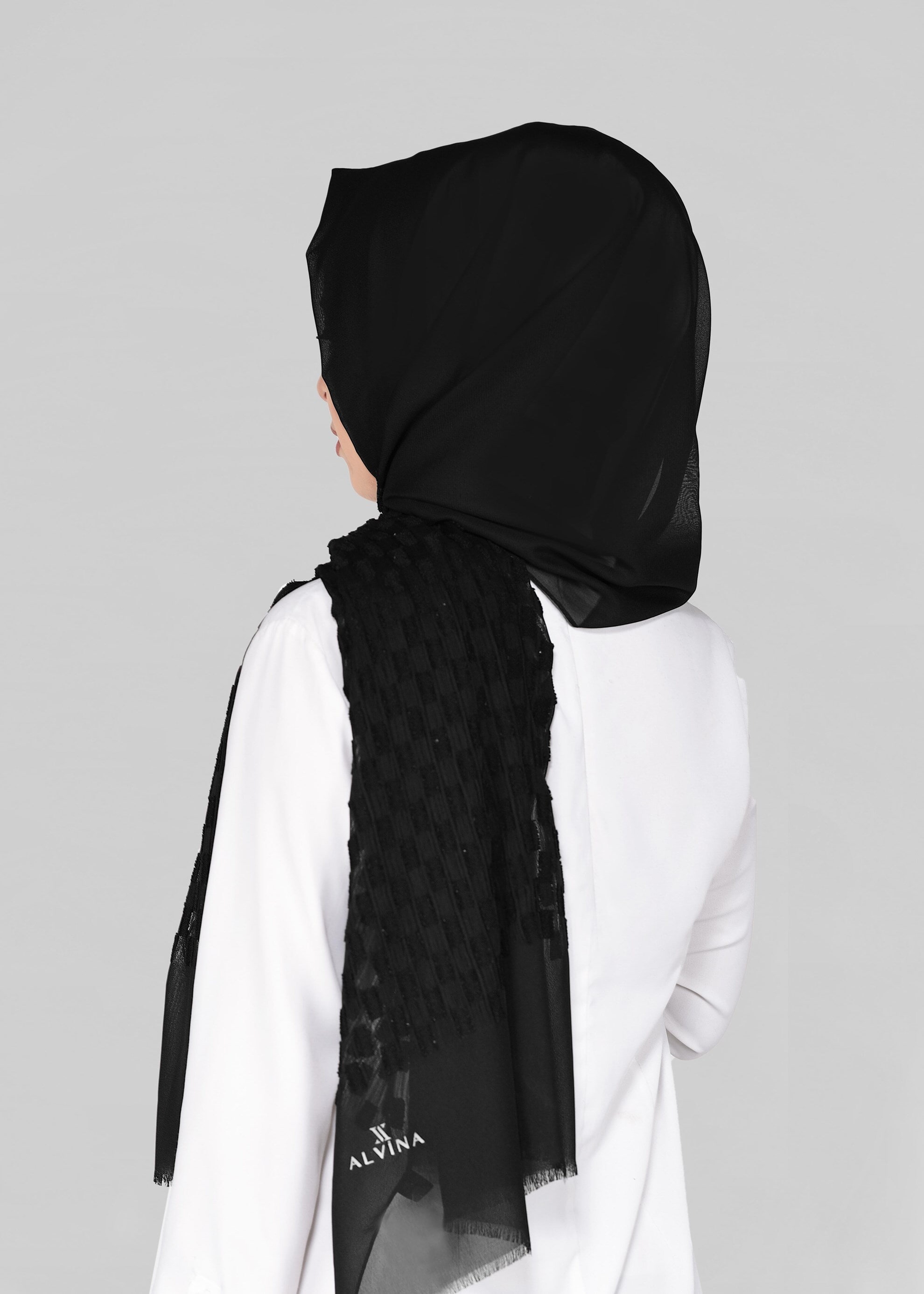 Tesettür giyim SİYAH 9912 ALVİNA GOFRE ŞAL