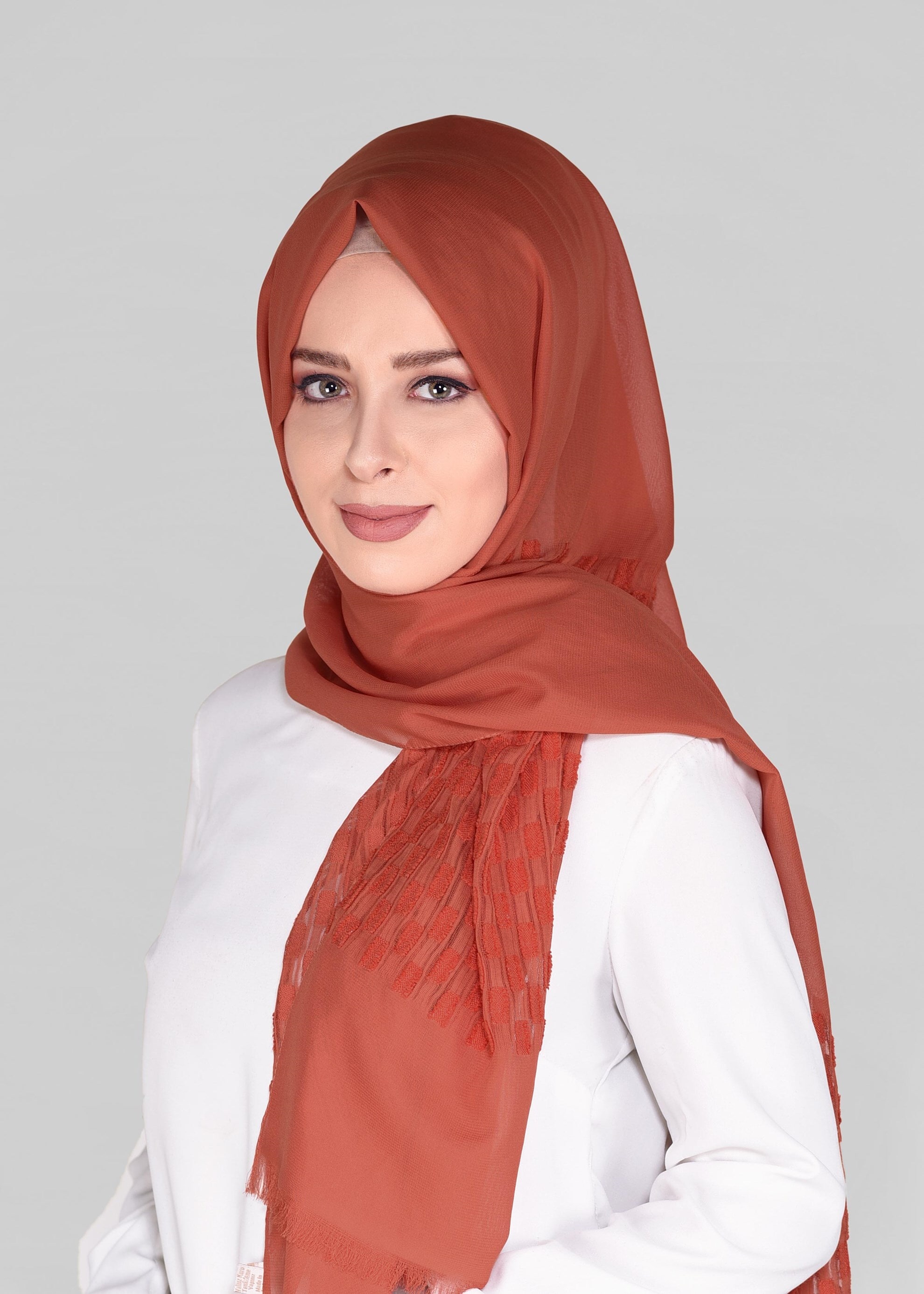 Tesettür giyim TURUNCU 9912 ALVİNA GOFRE ŞAL