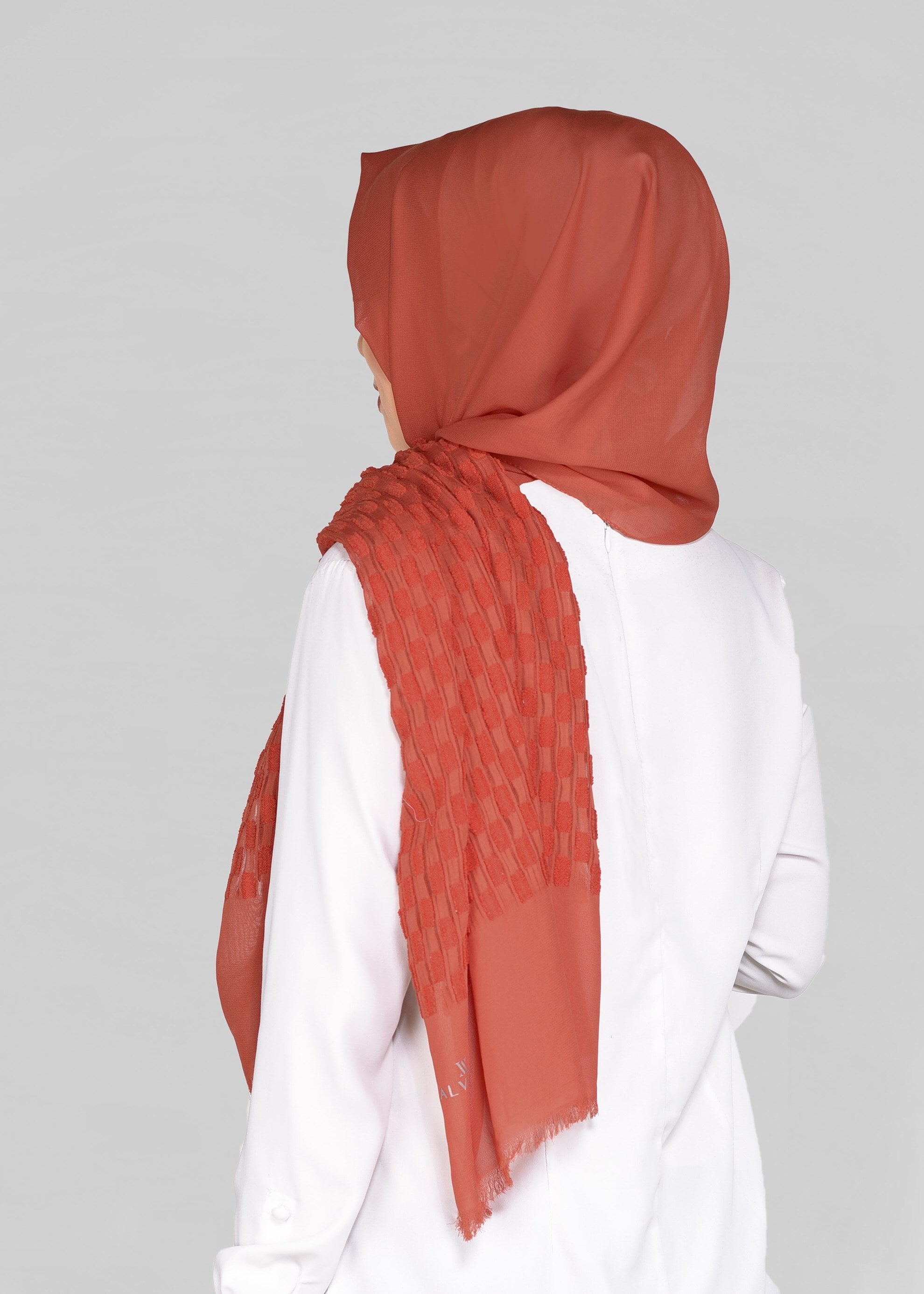 Tesettür giyim TURUNCU 9912 ALVİNA GOFRE ŞAL