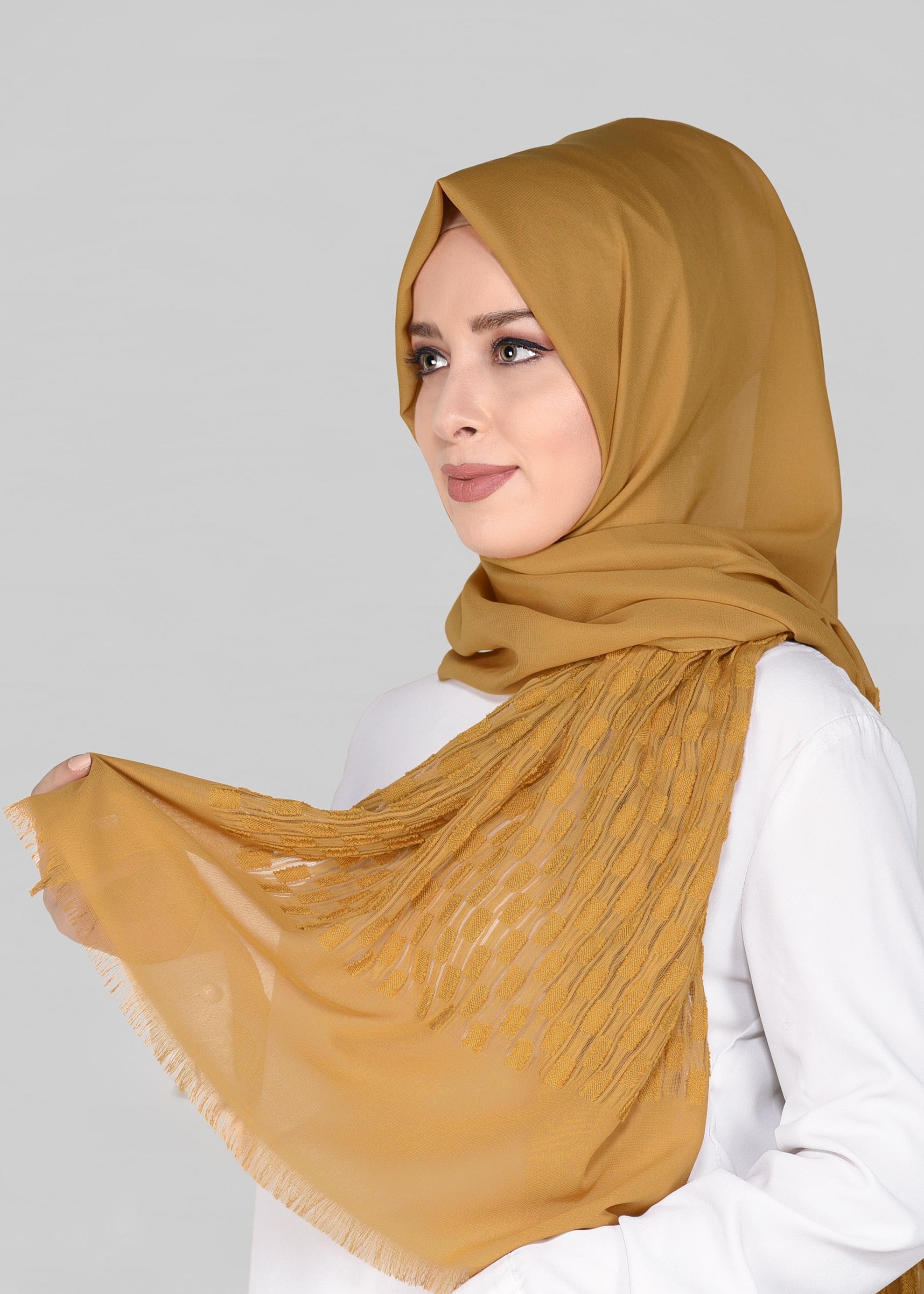 Tesettür giyim ALTIN 9912 ALVİNA GOFRE ŞAL