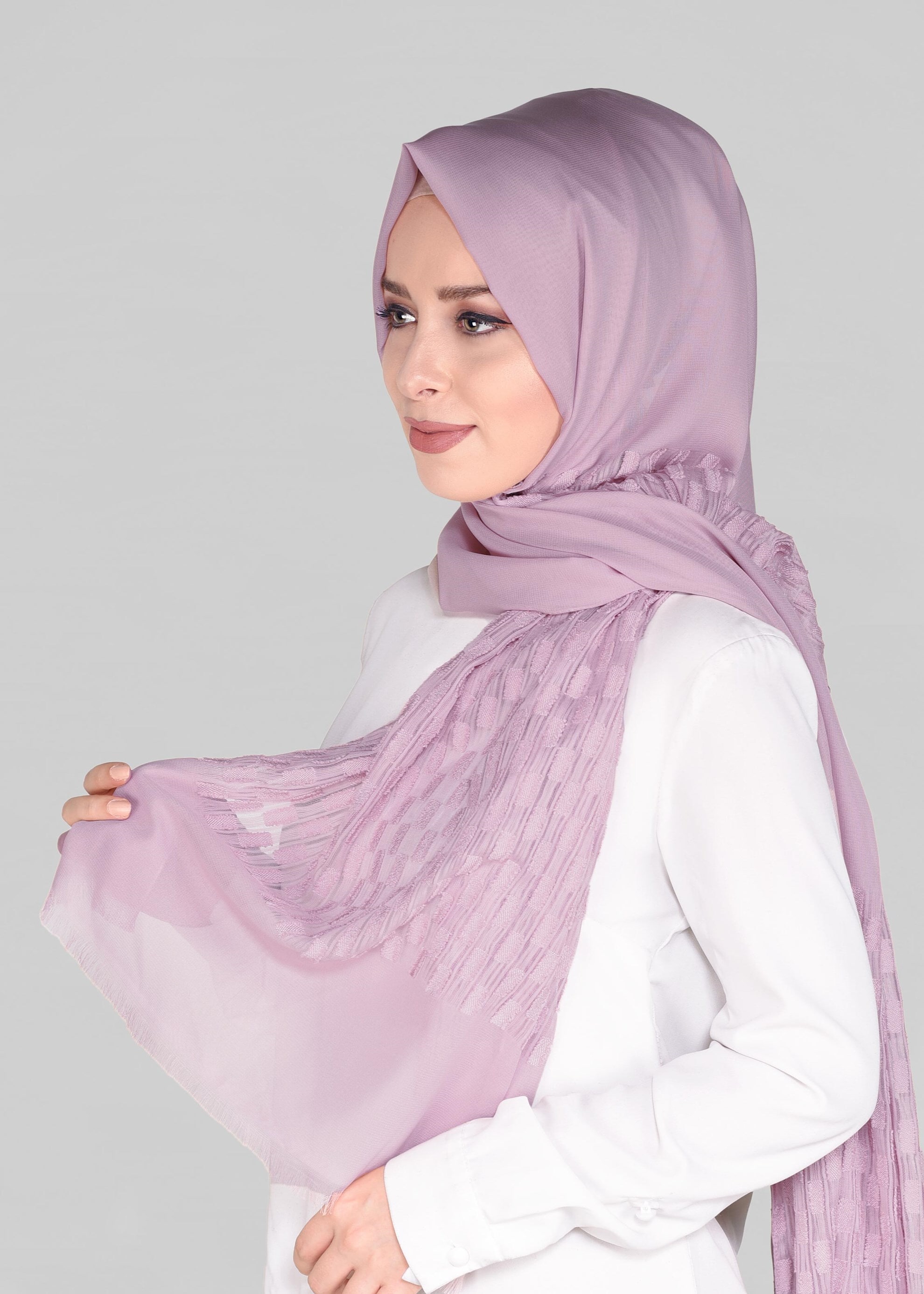 Tesettür giyim PUDRA 9912 ALVİNA GOFRE ŞAL