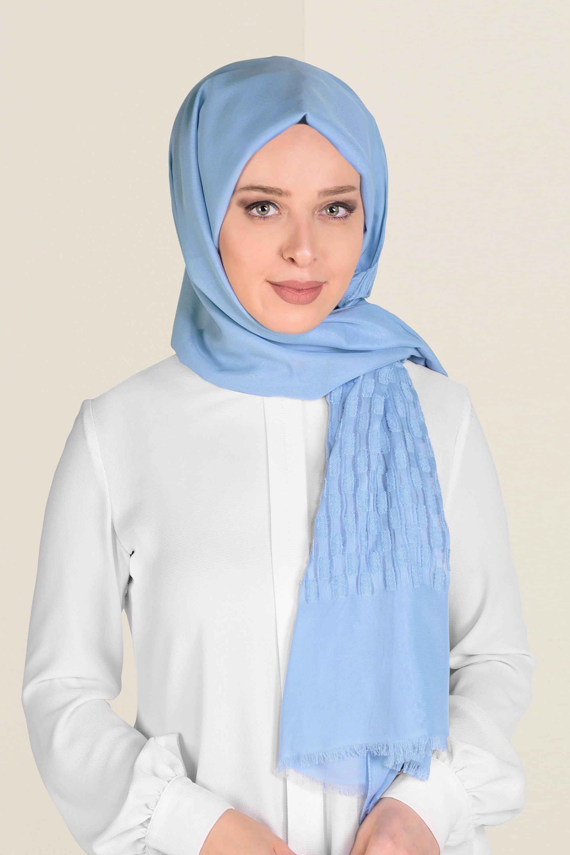 Tesettür giyim MAVİ 9912 ALVİNA GOFRE ŞAL