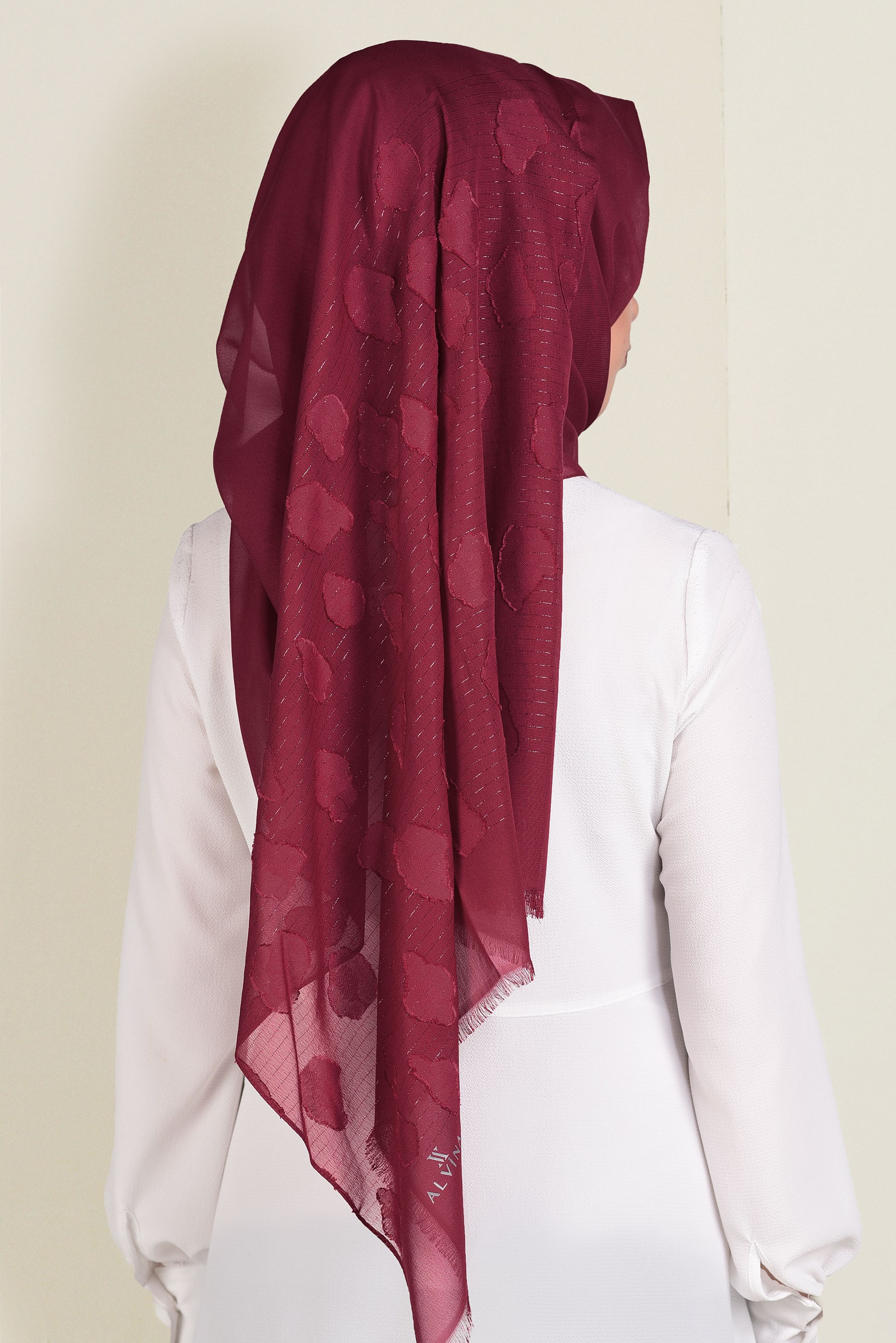 Tesettür giyim KIRMIZI 9913 ALVİNA SİMLİ ŞİFON ŞAL